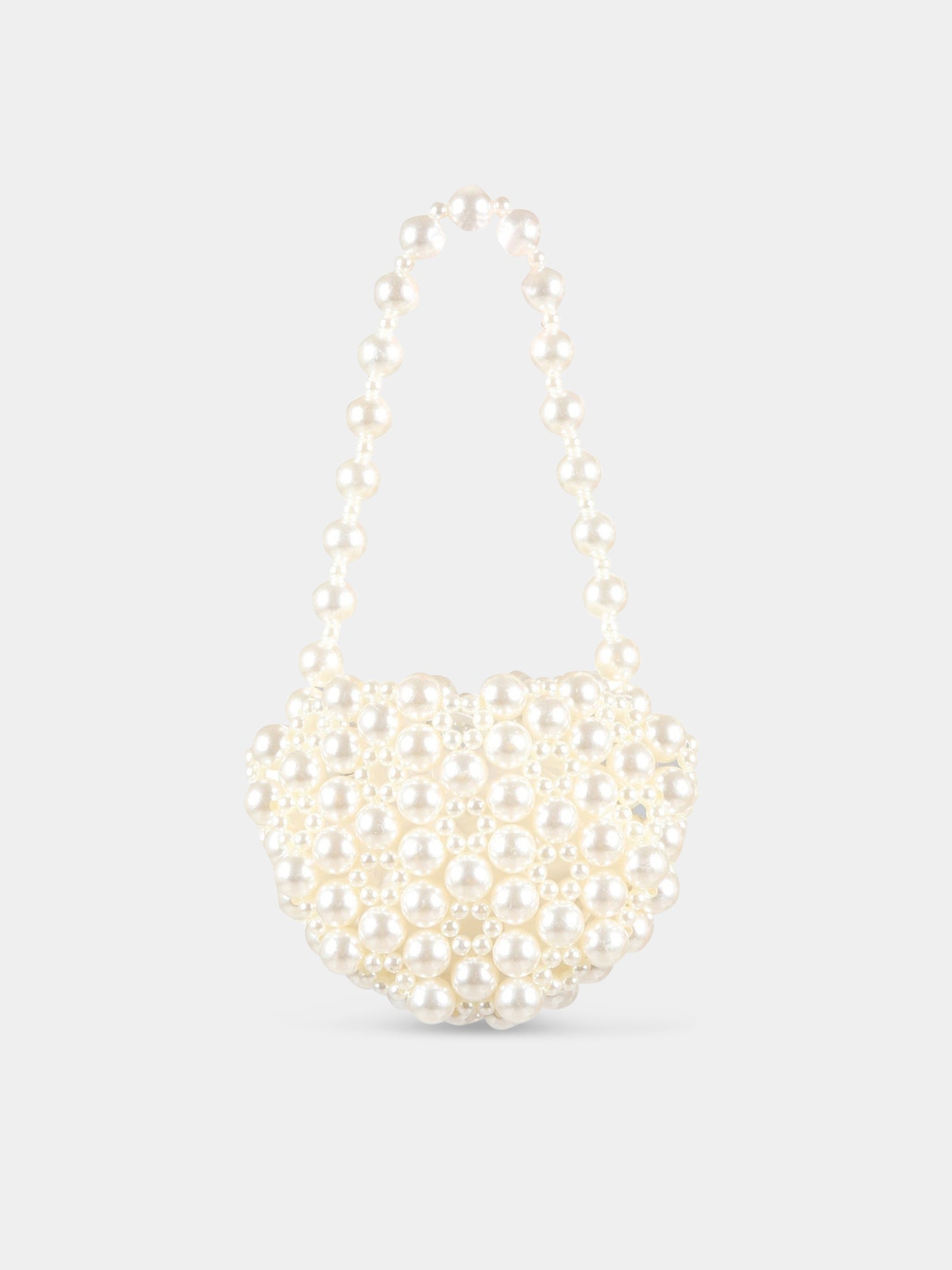 Borsa avorio per bambina con perle,Monnalisa,79A007 1072 0001