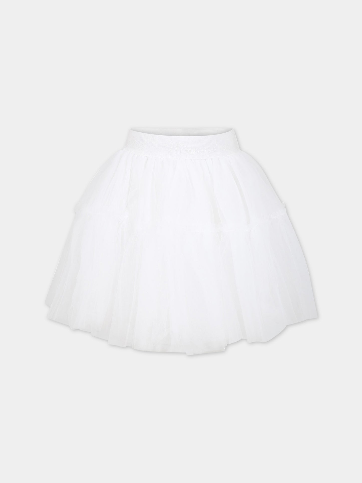 Gonna bianca per bambina con logo,Monnalisa,17AGON T9945 0099