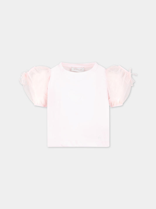T-shirt rosa per bambina con logo,Monnalisa,71A303 1206 0091