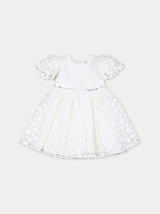 Vestito avorio per neonata con pois,Monnalisa,73A903 1120 0001