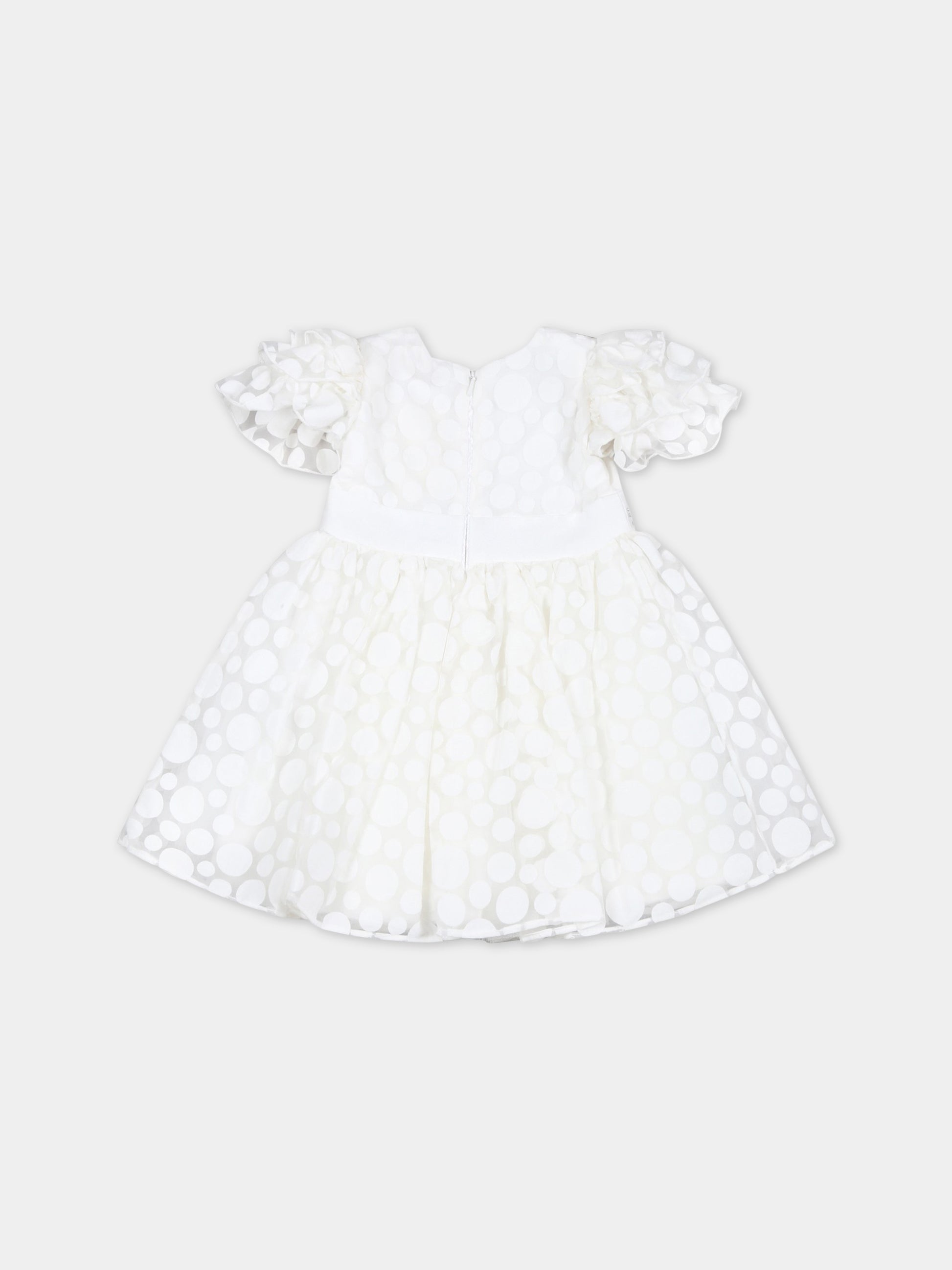 Vestito avorio per neonata con pois,Monnalisa,73A903 1120 0001