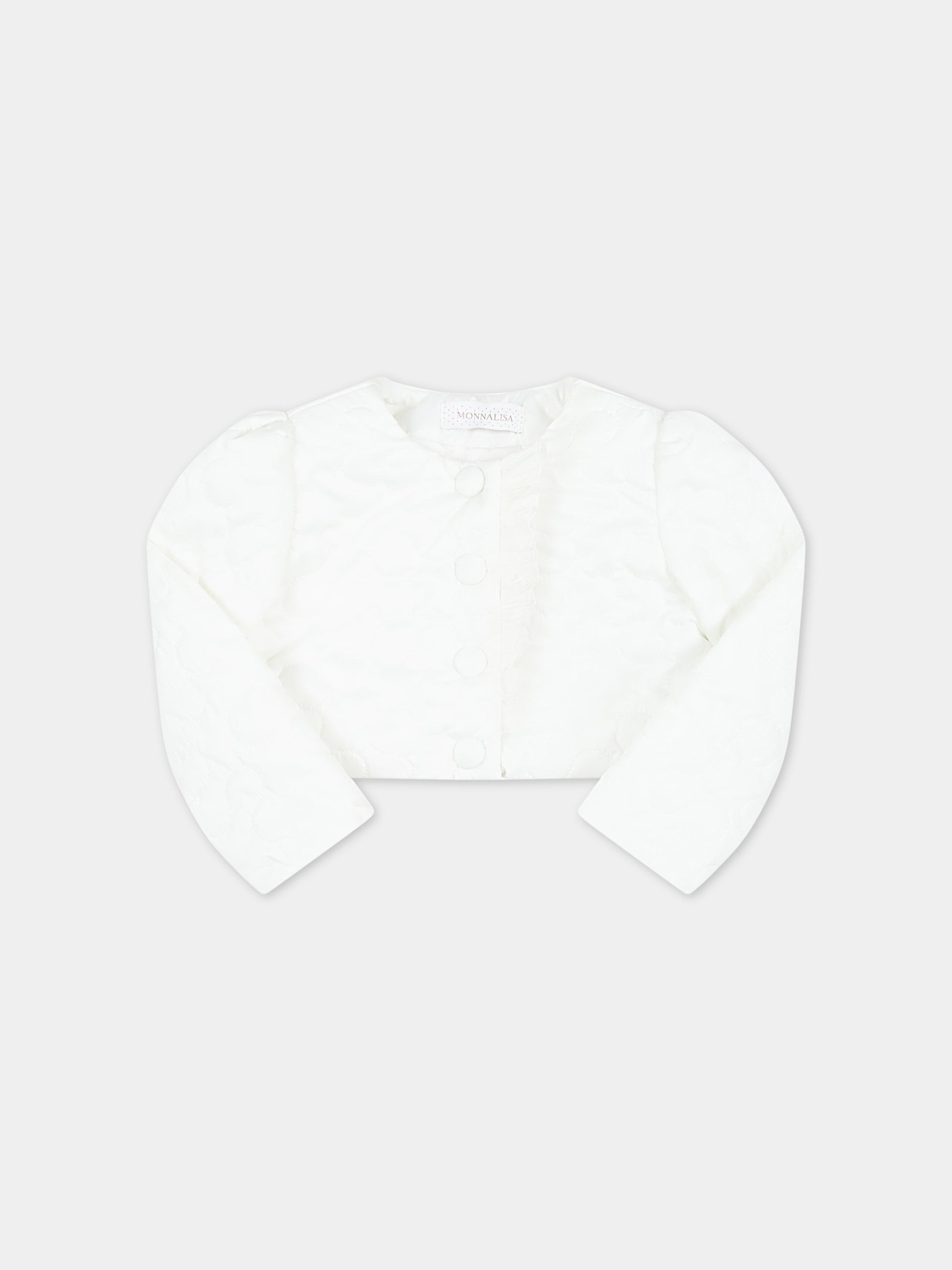 Piumino bianco per neonata con patch logato,Monnalisa,73A101 1408 0001