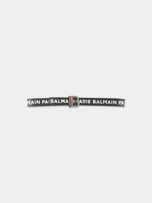Cintura nera per bambini con logo bianco,Balmain Kids,BS0P21 Z0847 930