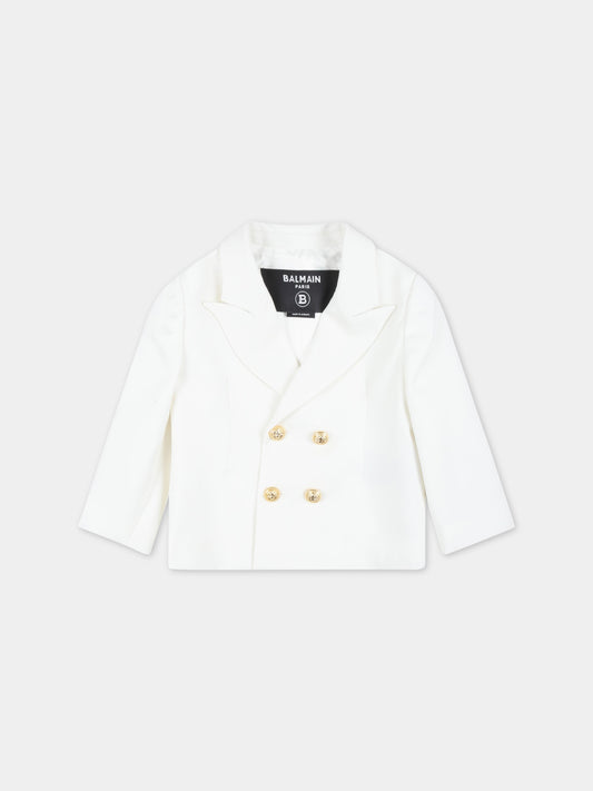 Giacca avorio per neonato con bottoni dorati,Balmain Kids,BS2514 I0089 101