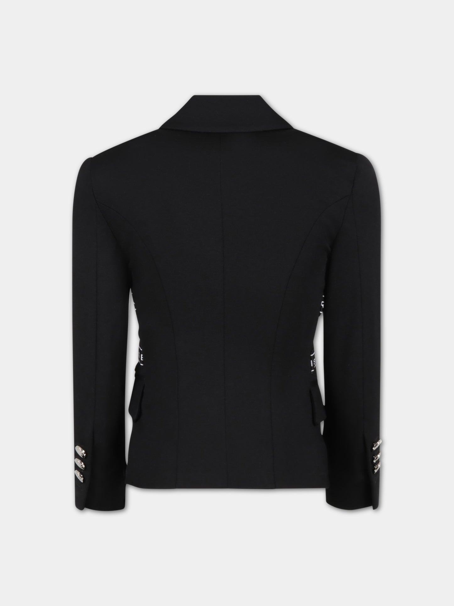 Giacca nera per bambina con logo,Balmain Kids,BS2A14 J0035 930