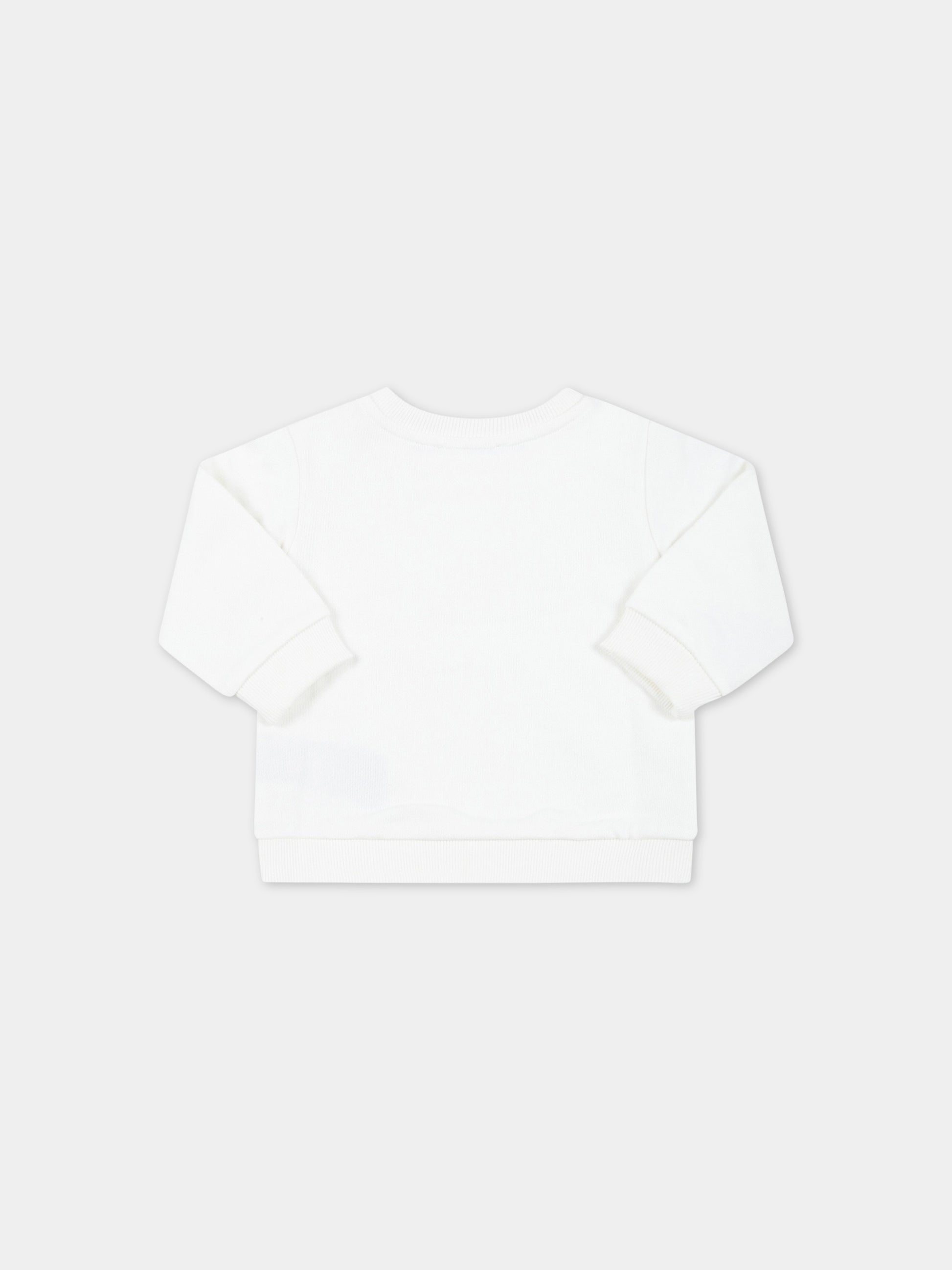 Felpa bianca per neonata con logo dorato,Balmain Kids,BS4000 Z0001 102