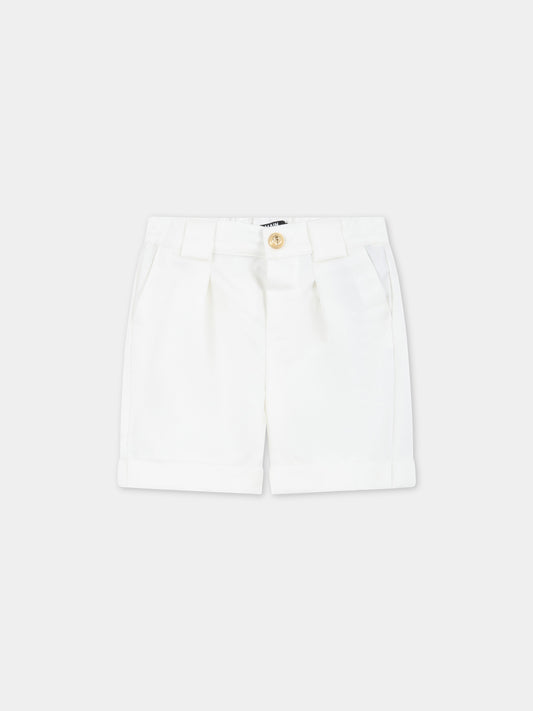 Shorts avorio per neonato con patch logato,Balmain Kids,BS6609 I0089 101