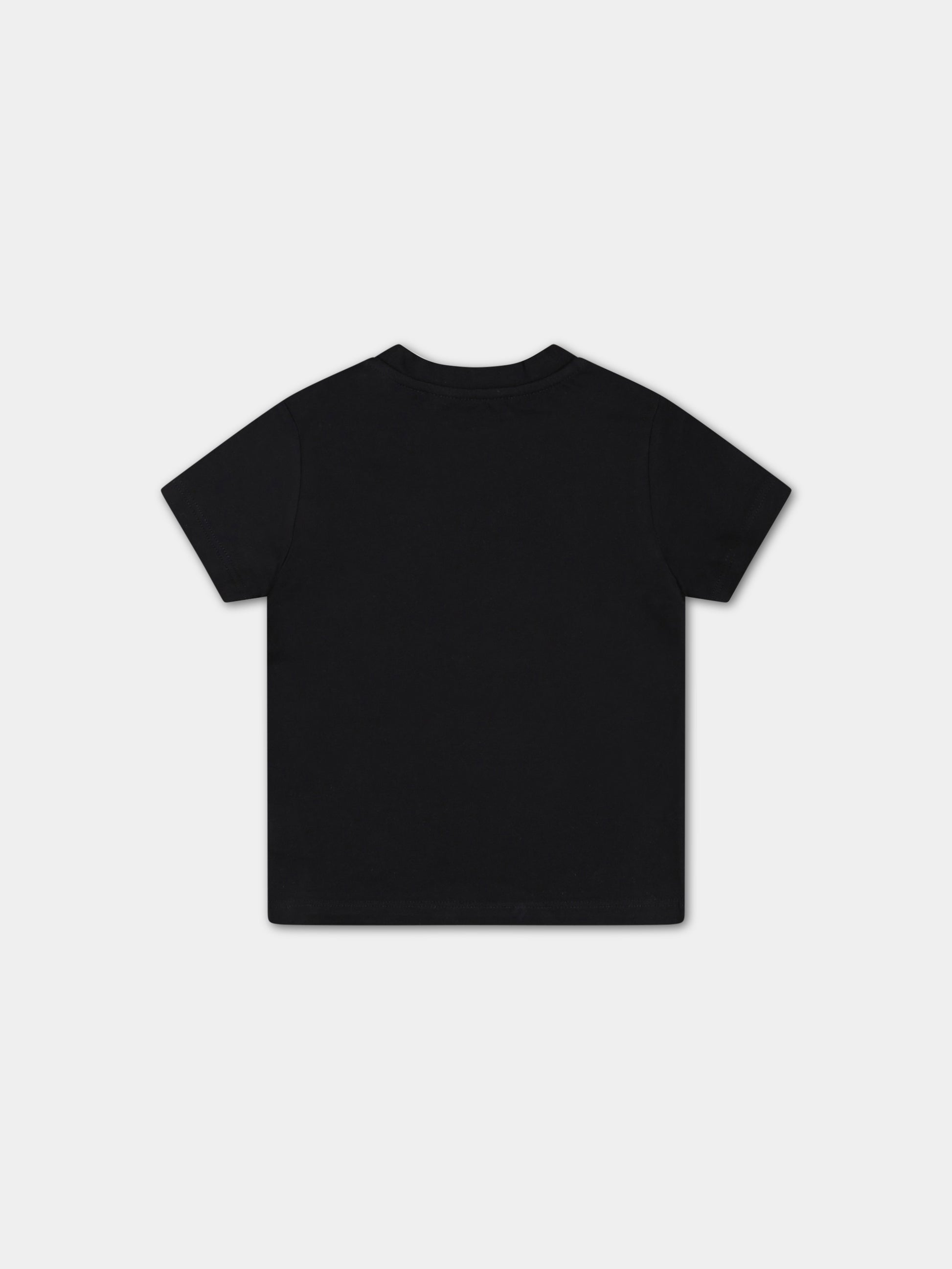 T-shirt nera per neonati con logo dorato,Balmain Kids,BS8011 Z0057 930OR