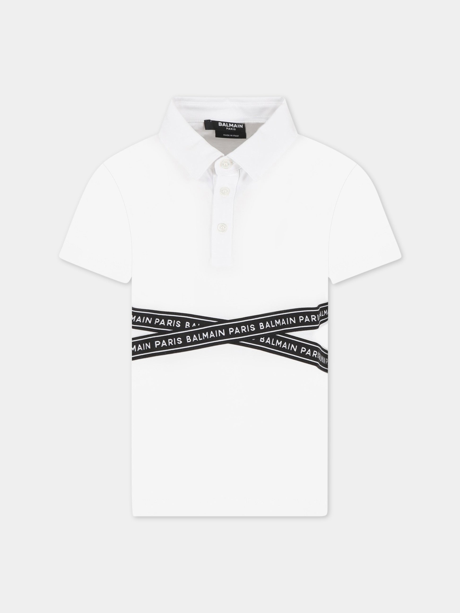 Camicia bianca per bambino con logo,Balmain Kids,BS8P91 J0177 100
