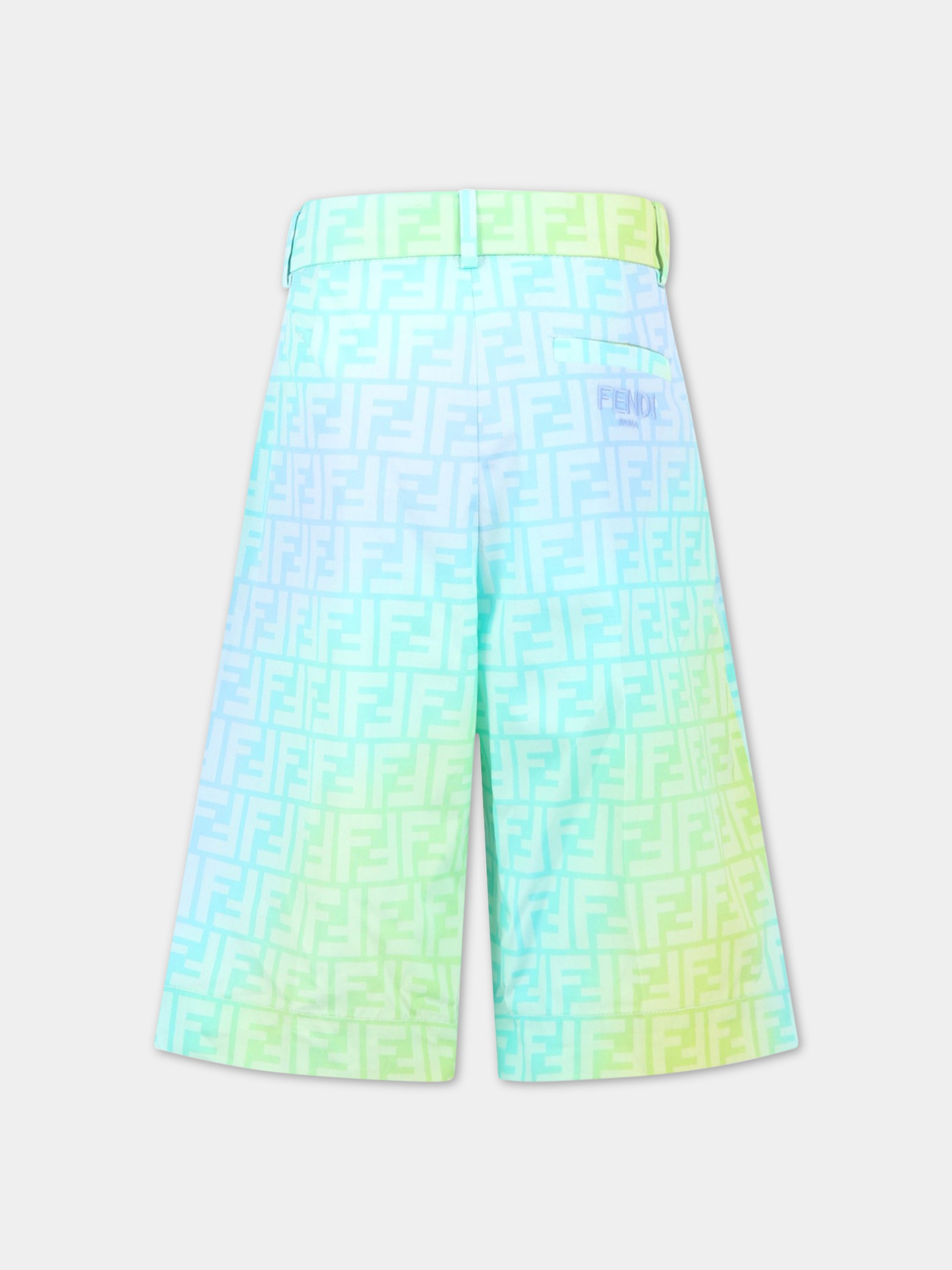 Bermuda multicolor per bambino con FF,Fendi Kids,JUF081 ALOE F1JDE