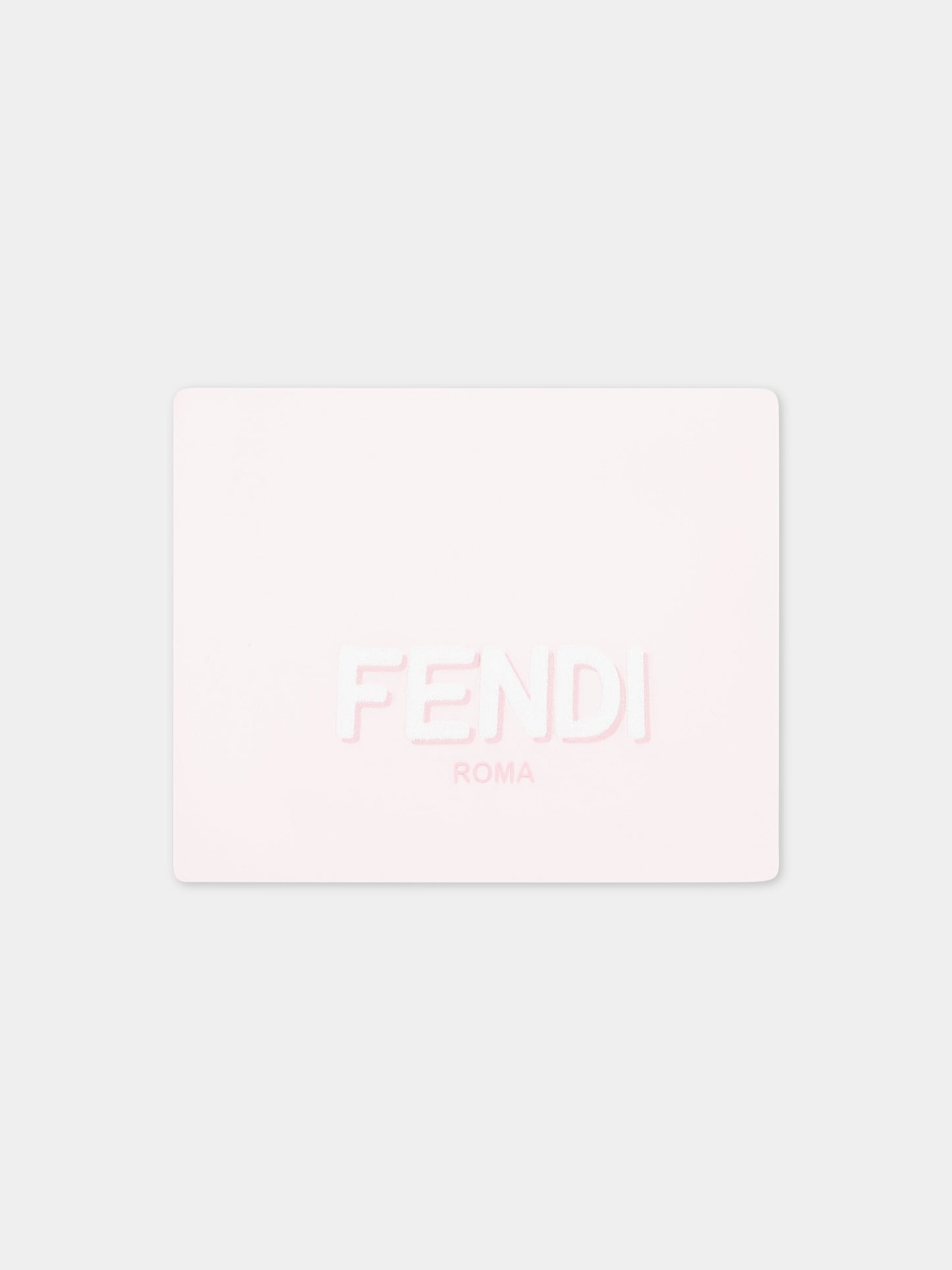 Coperta rosa per neonata con logo bianco,Fendi Kids,BUJ228 ST8 F0C11