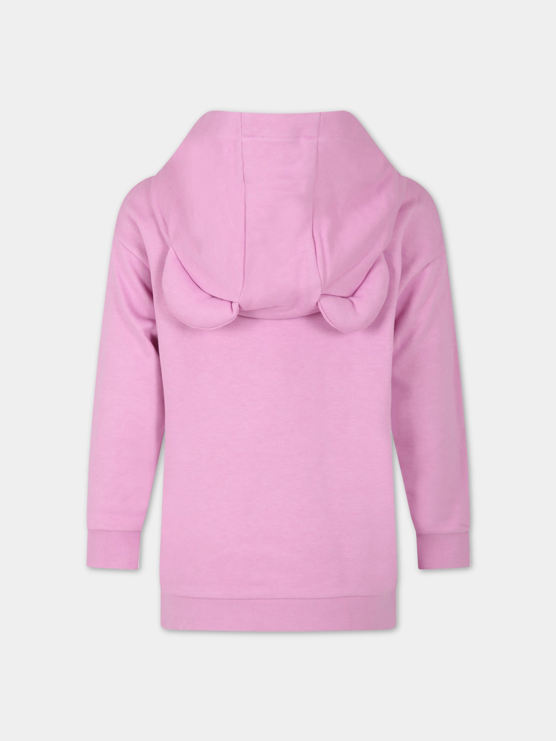 Felpa fucsia per bambina con stampa,Fendi Kids,JFH137 5V0 F10WJ