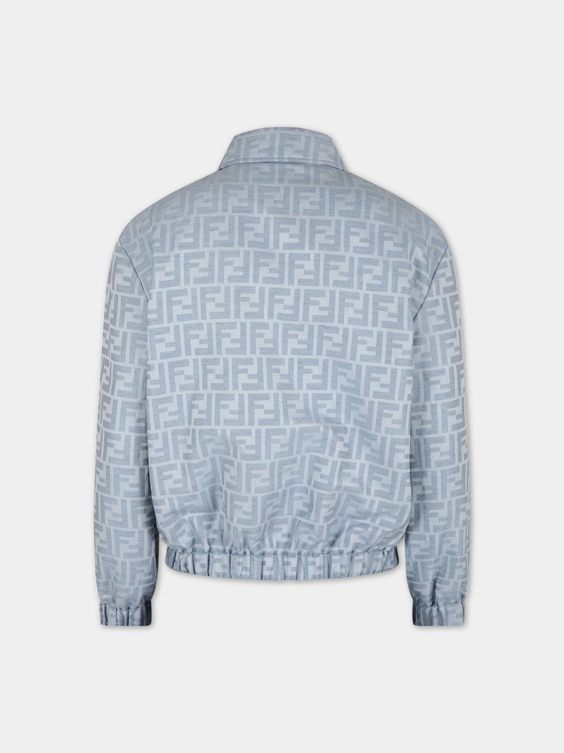 Giubbotto celeste per bambino con FF,Fendi Kids,JMA280 AMH9 F1JKV