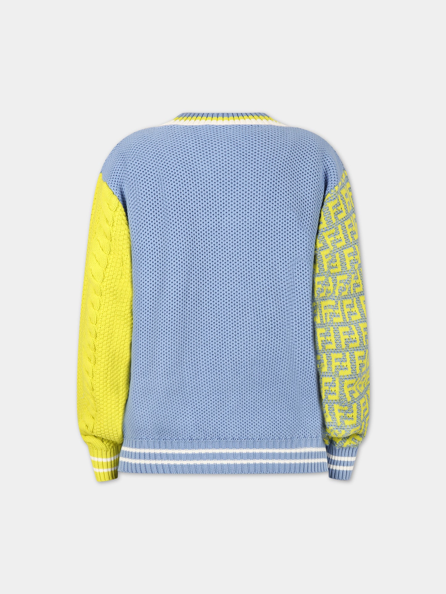 Cardigan multicolor per bambino con iconiche doppie FF,Fendi Kids,JMG095 AMHC F1JKV