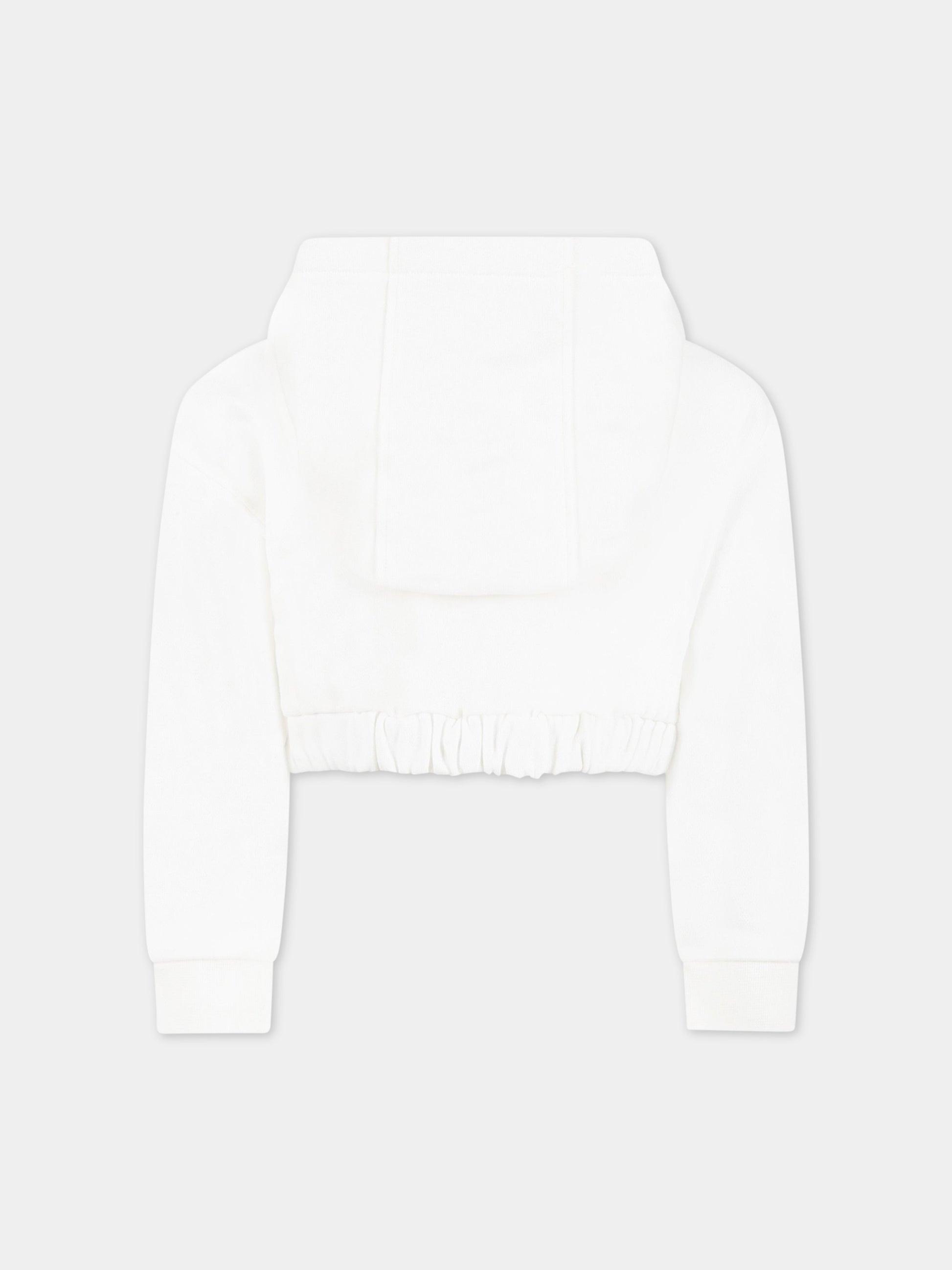 Felpa bianca per bambina con logo giallo in rilievo,Fendi Kids,JFH135 5V0 F0TU9