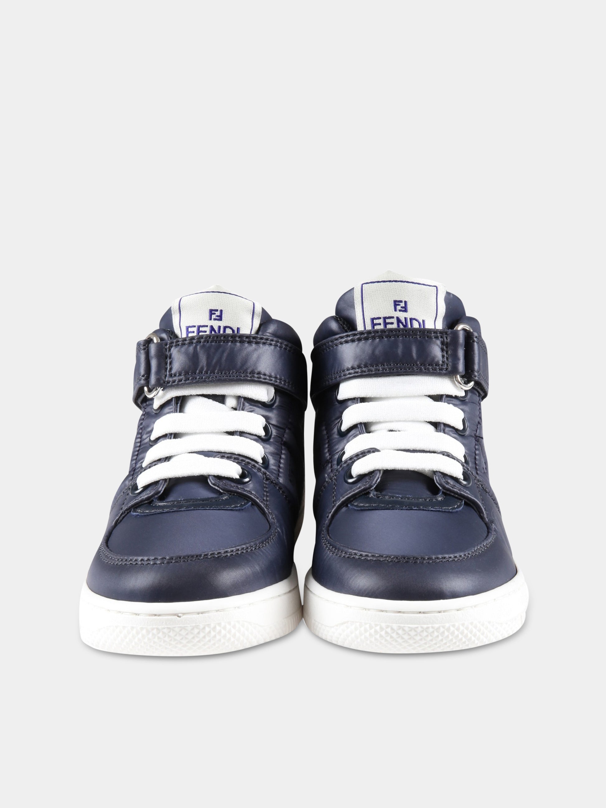 Sneakers blu per bambino con logo,Fendi Kids,JMR430 ALJG F1JGR