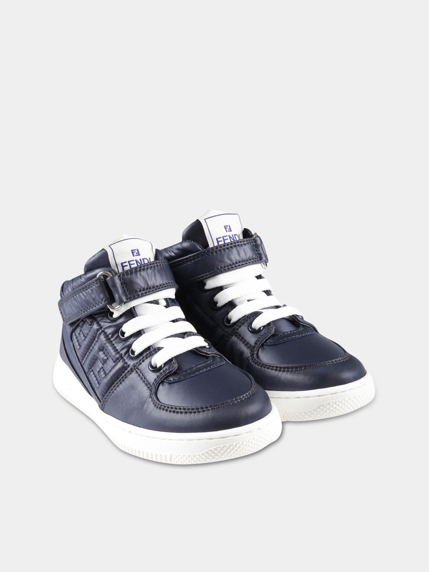 Sneakers blu per bambino con logo,Fendi Kids,JMR430 ALJG F1JGR
