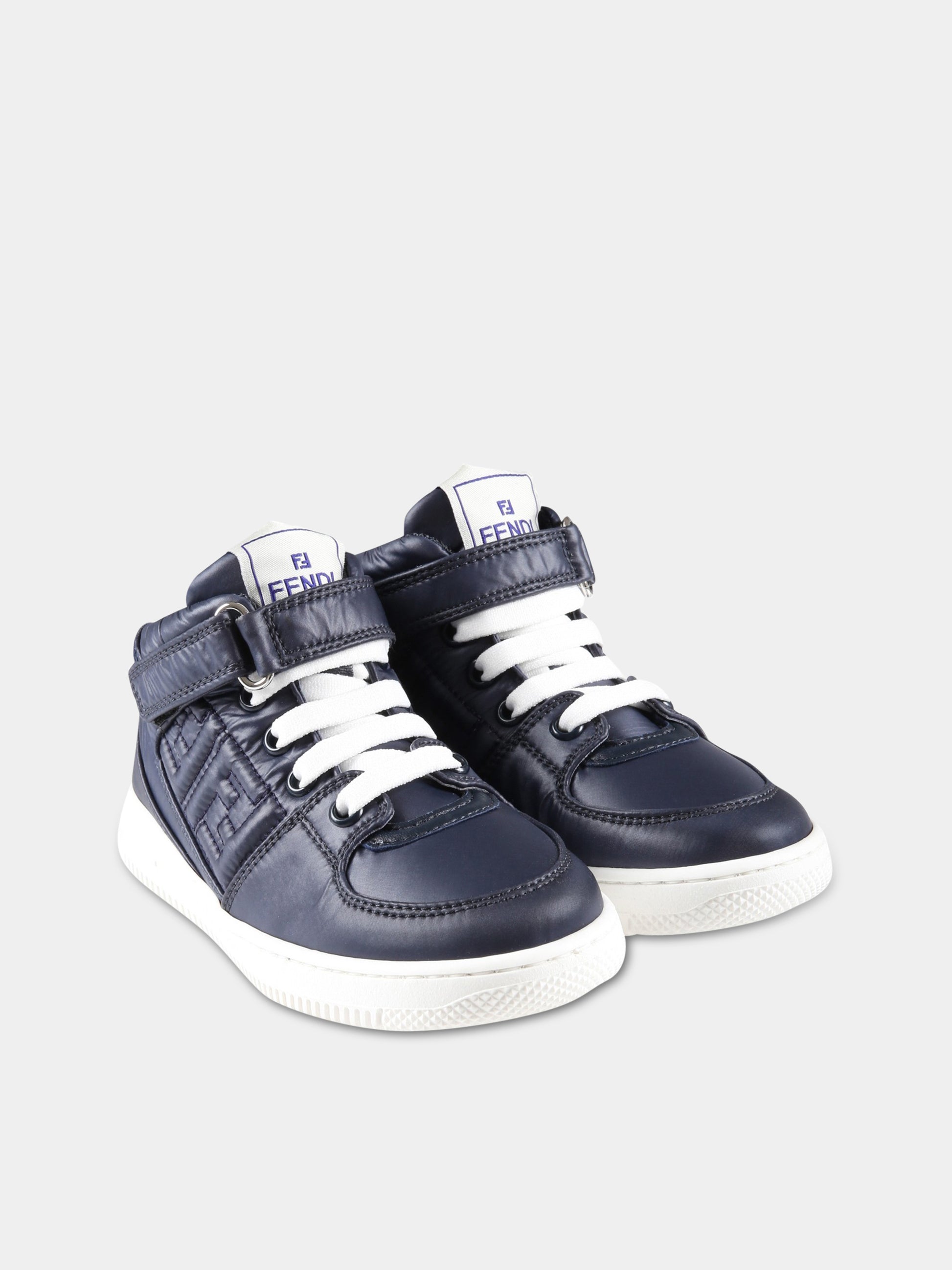 Sneakers blu per bambino con logo,Fendi Kids,JMR430 ALJG F1JGR
