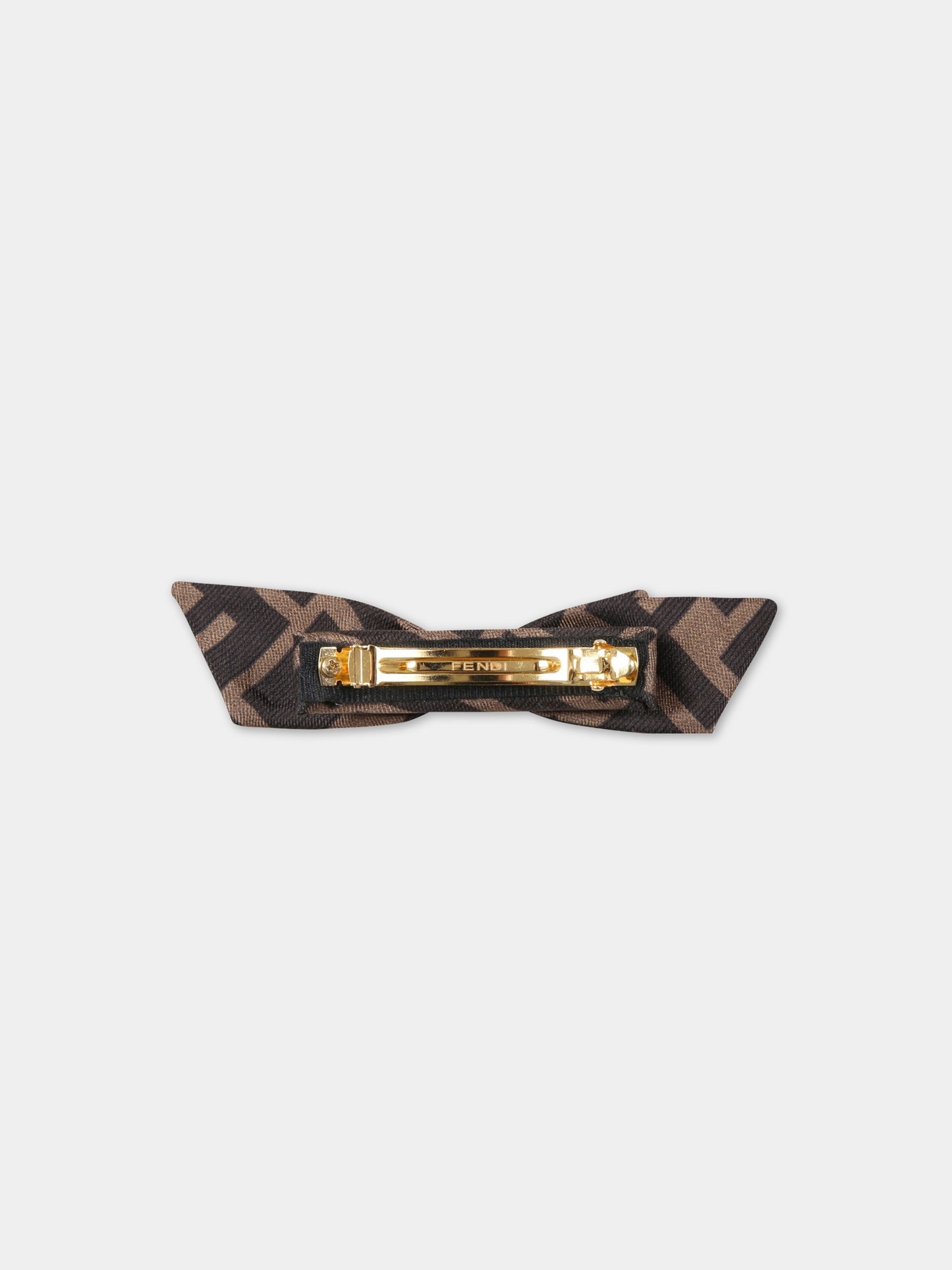 Fermaglio marrone per bambina con iconiche FF,Fendi Kids,JFP338 AMRU F15B6