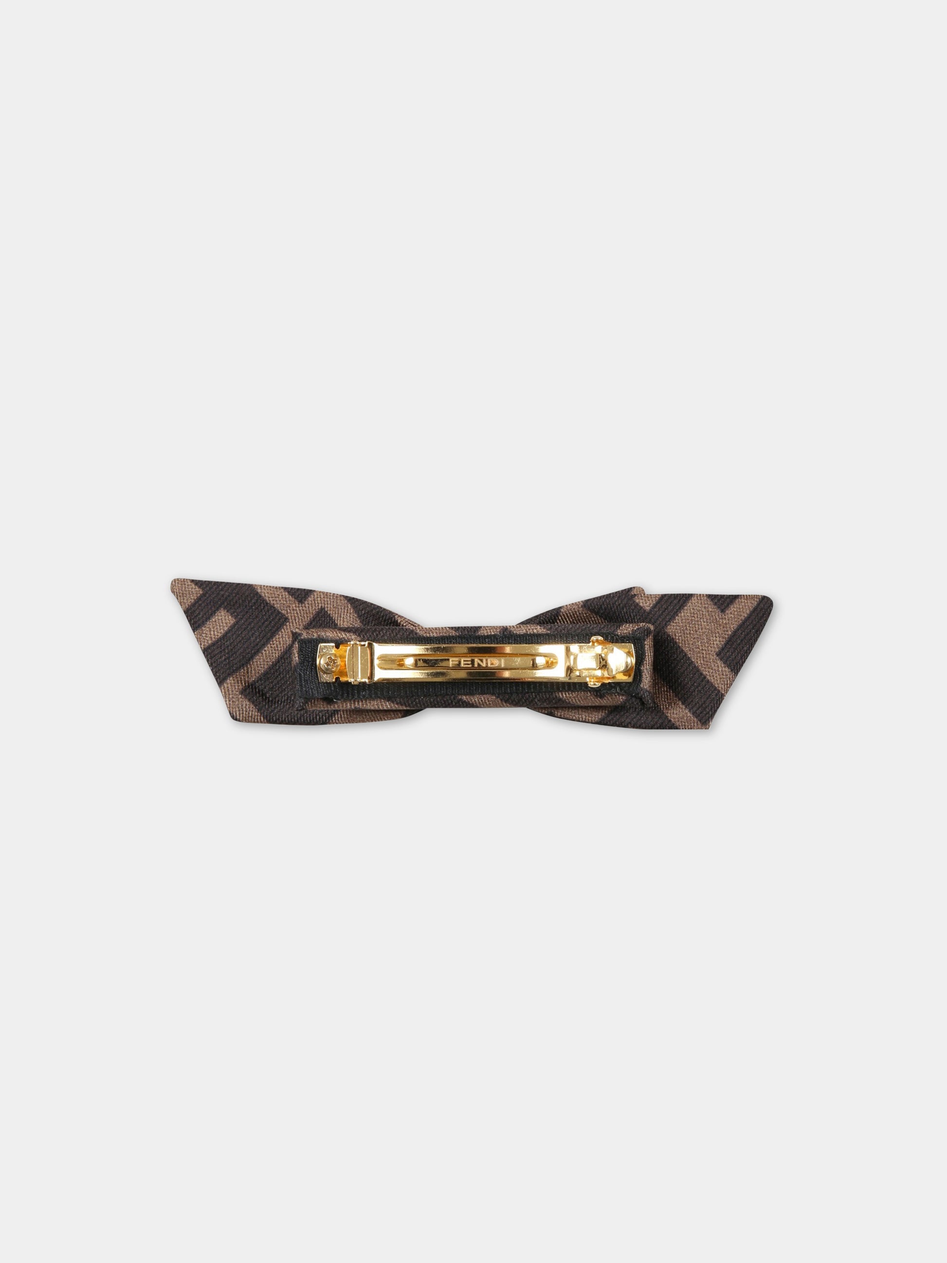 Fermaglio marrone per bambina con iconiche FF,Fendi Kids,JFP338 AMRU F15B6