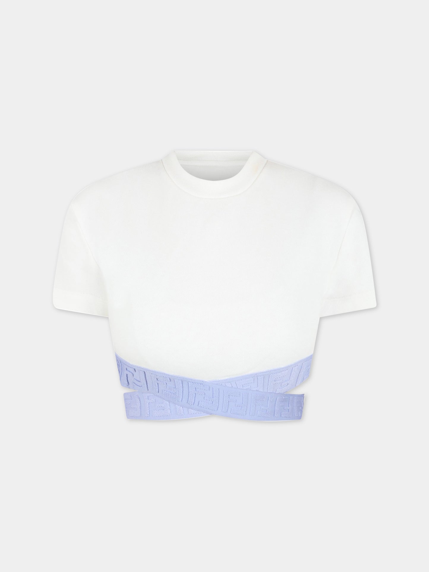 T-shirt bianca per bambina,Fendi Kids,JFI256 5V0 F1JDW