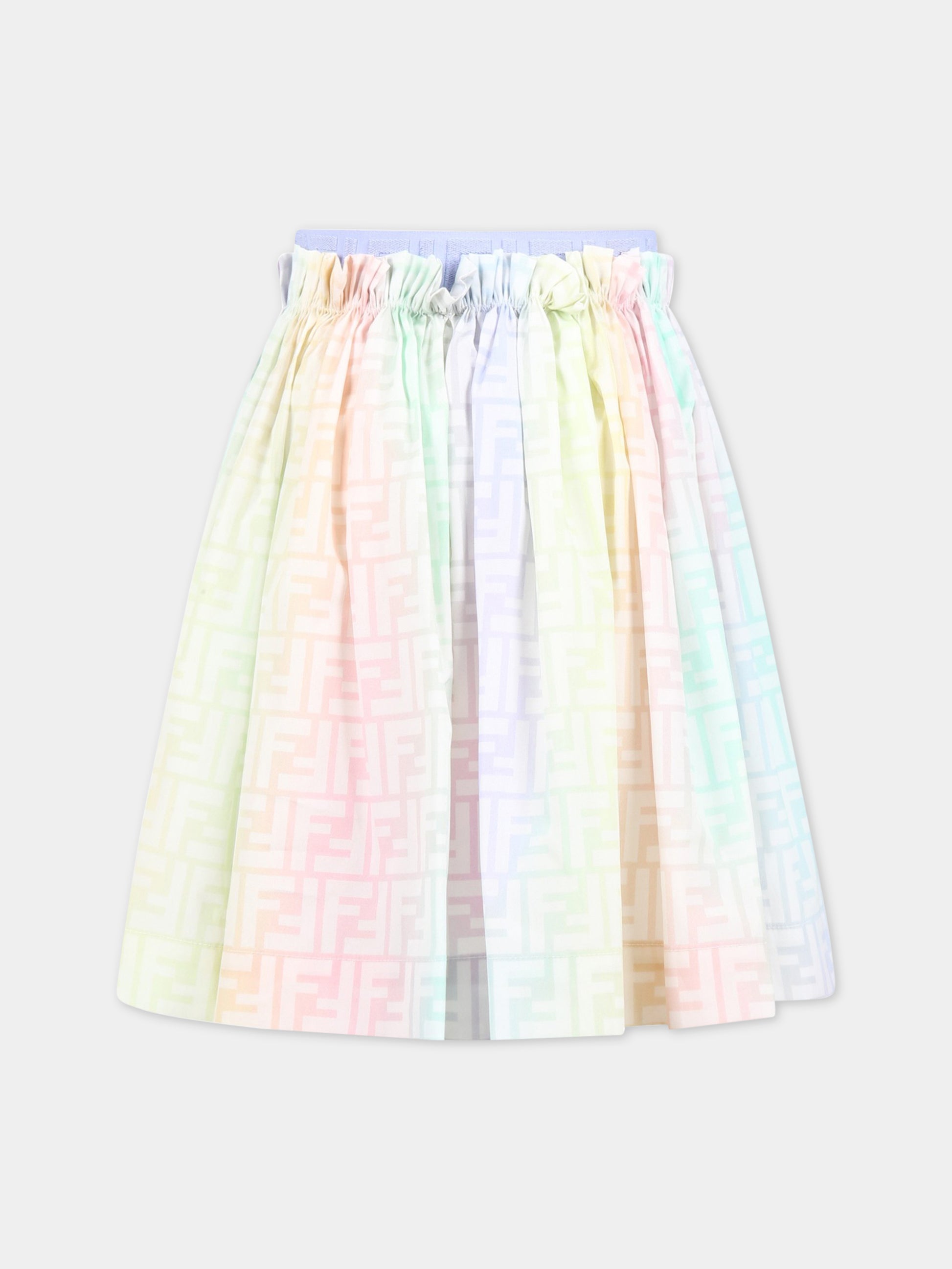 Gonna multicolor per bambina con FF,Fendi Kids,JFE083 ALOE F1JDD