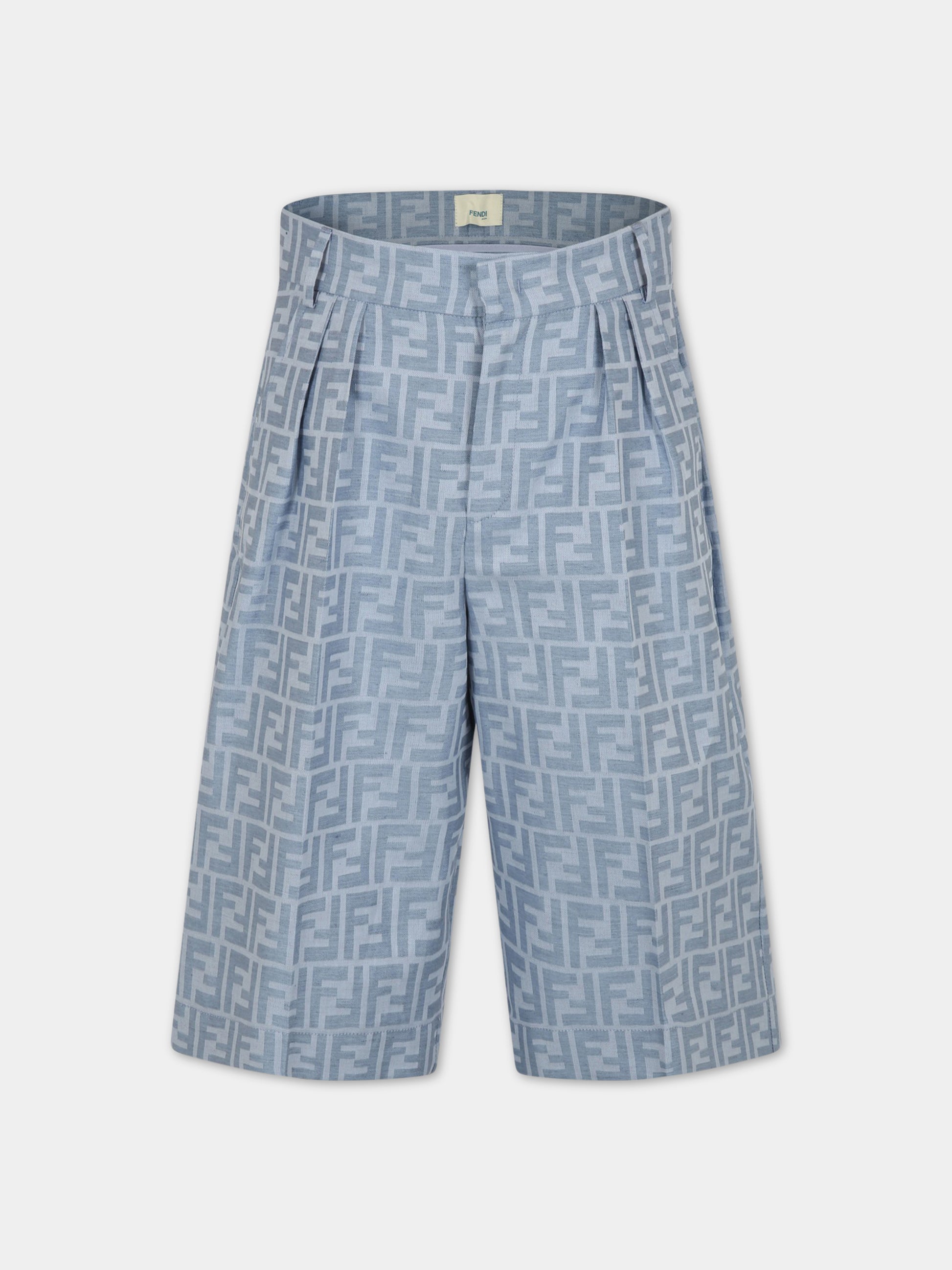 Bermuda azzurri per bambino con FF,Fendi Kids,JMF421 AMH9 F1JKV