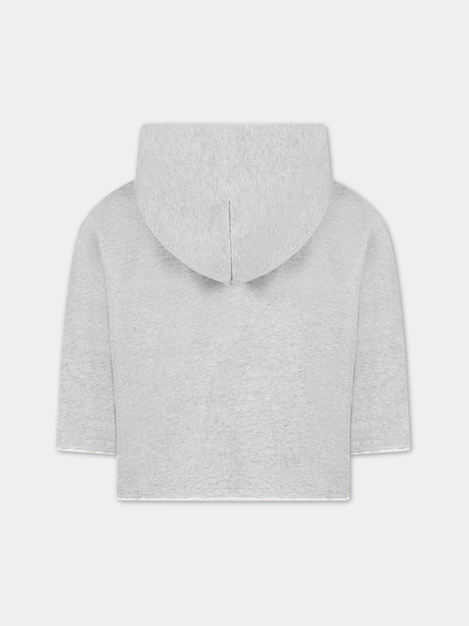 Felpa grigia per bambina con logo fucsia,Mm6 Maison Margiela,M60323 MM069 M6C14