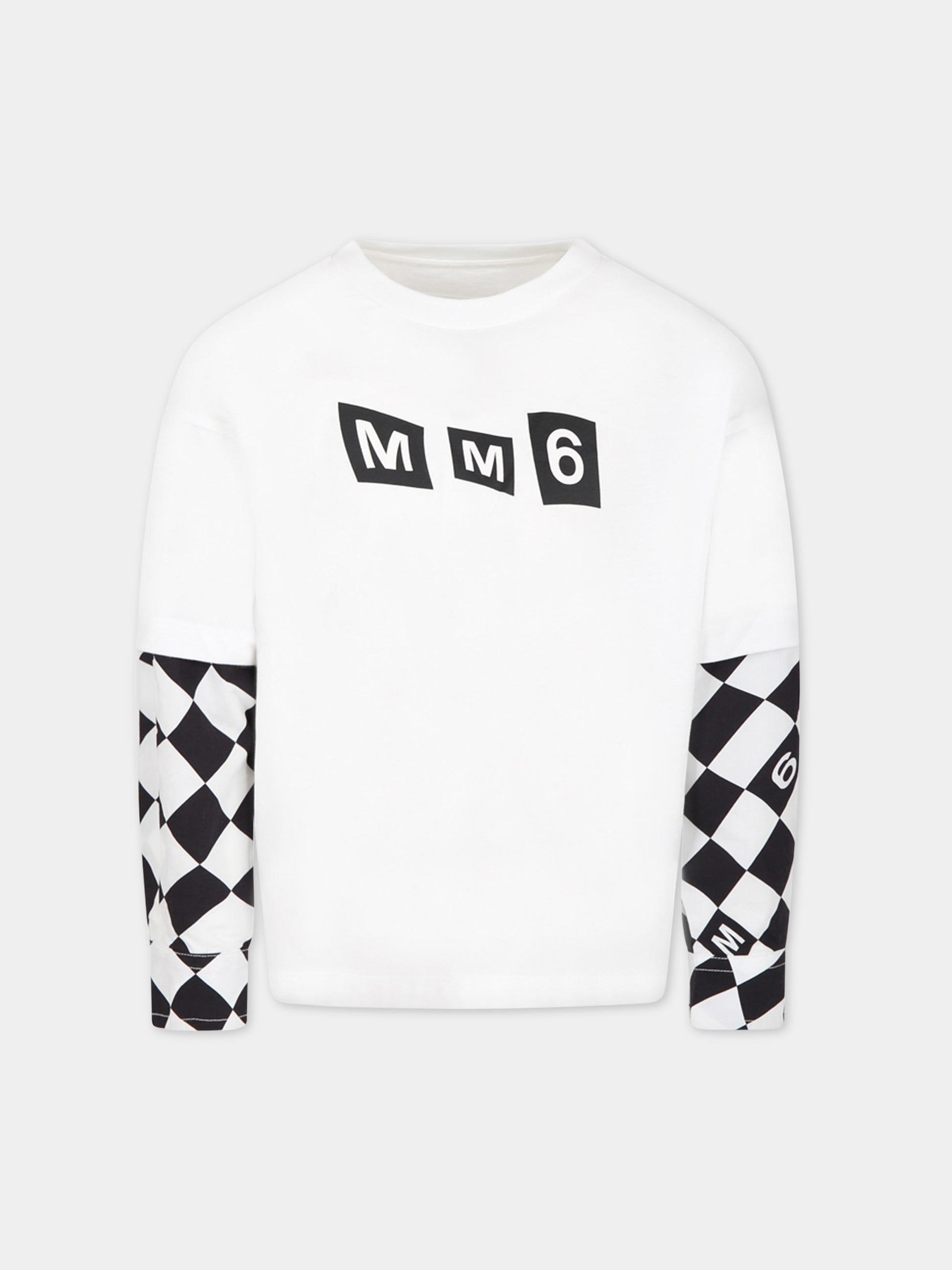 T-shirt bianca per bambino con logo,Mm6 Maison Margiela,M60308 MM022 M6100
