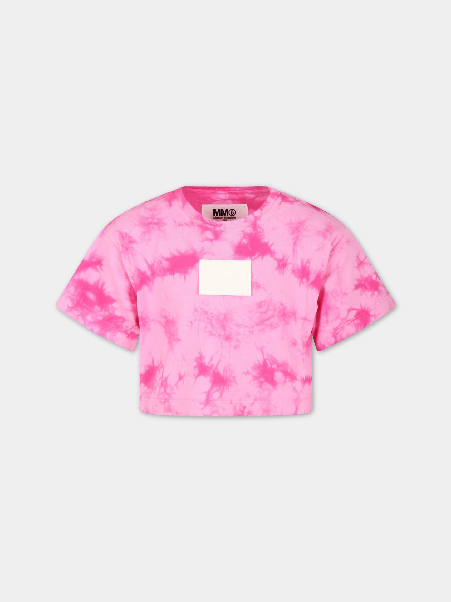 T-shirt fucsia per bambina con logo,Mm6 Maison Margiela,M60312 MM00D M6303