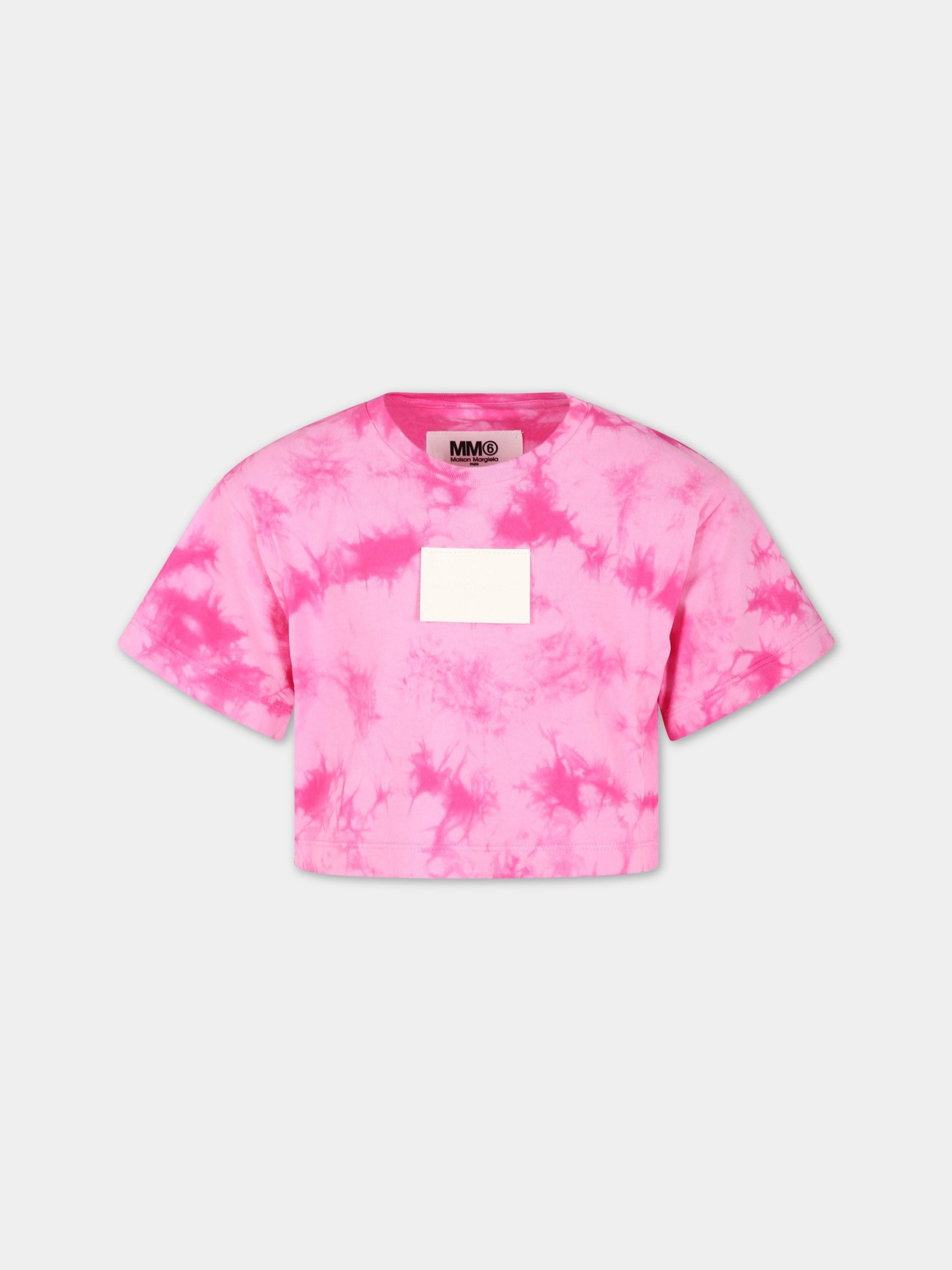 T-shirt fucsia per bambina con logo,Mm6 Maison Margiela,M60312 MM00D M6303