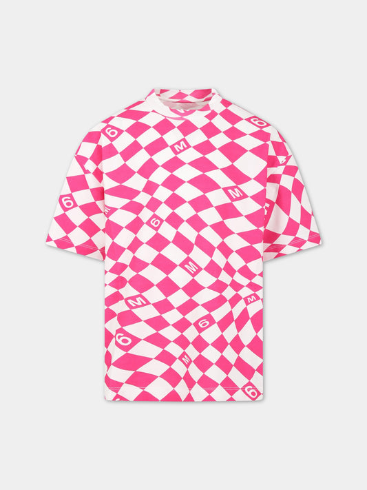 T-shirt multicolor per bambina con logo,Mm6 Maison Margiela,M60364-MM00E-M6C11