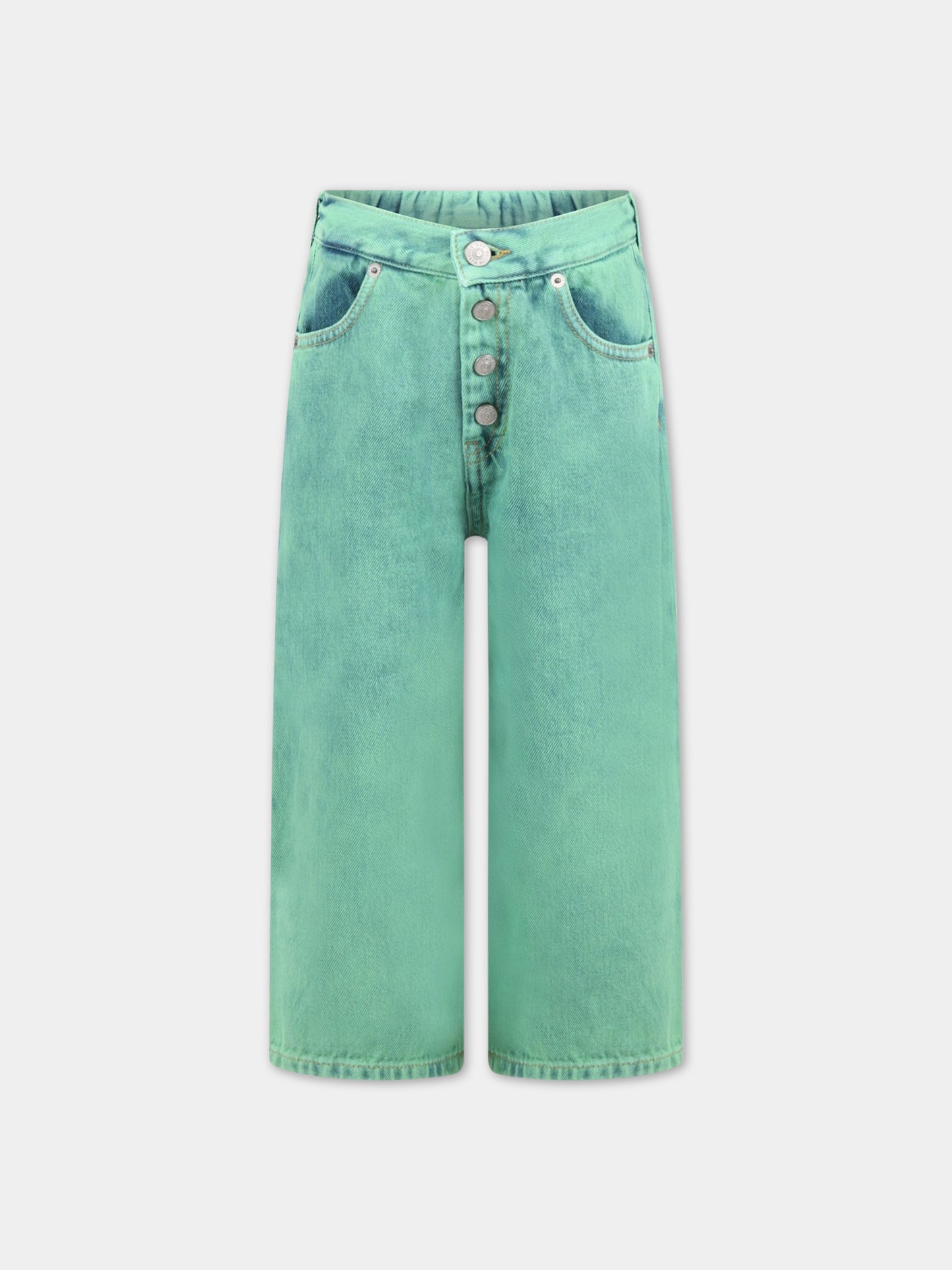 Jeans verde per bambina con patch logato,Mm6 Maison Margiela,M60053 MM00H M6506