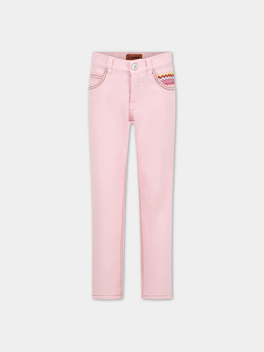 Pantaloni rosa per bambina con iconica stampa,Missoni,MS6P00 D0039 502RS