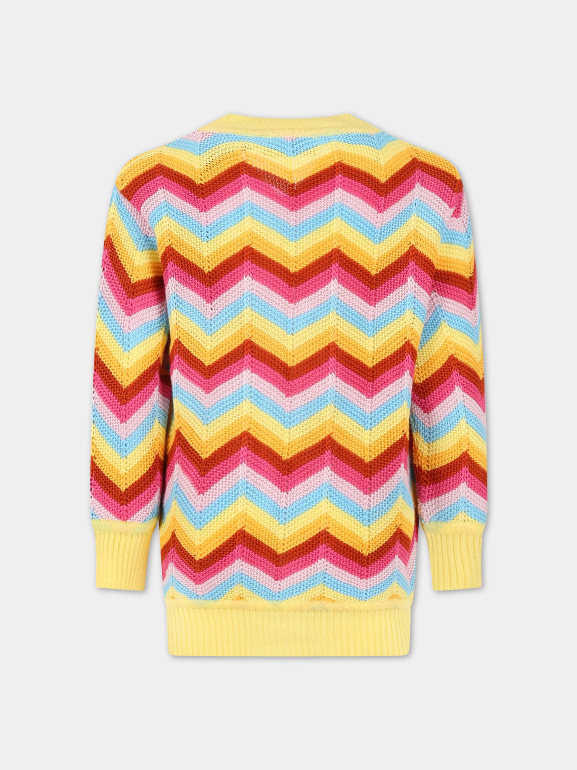 Cardigan multicolor per bambina con motivo a chevron,Missoni,MS9P10 X0018 999RS