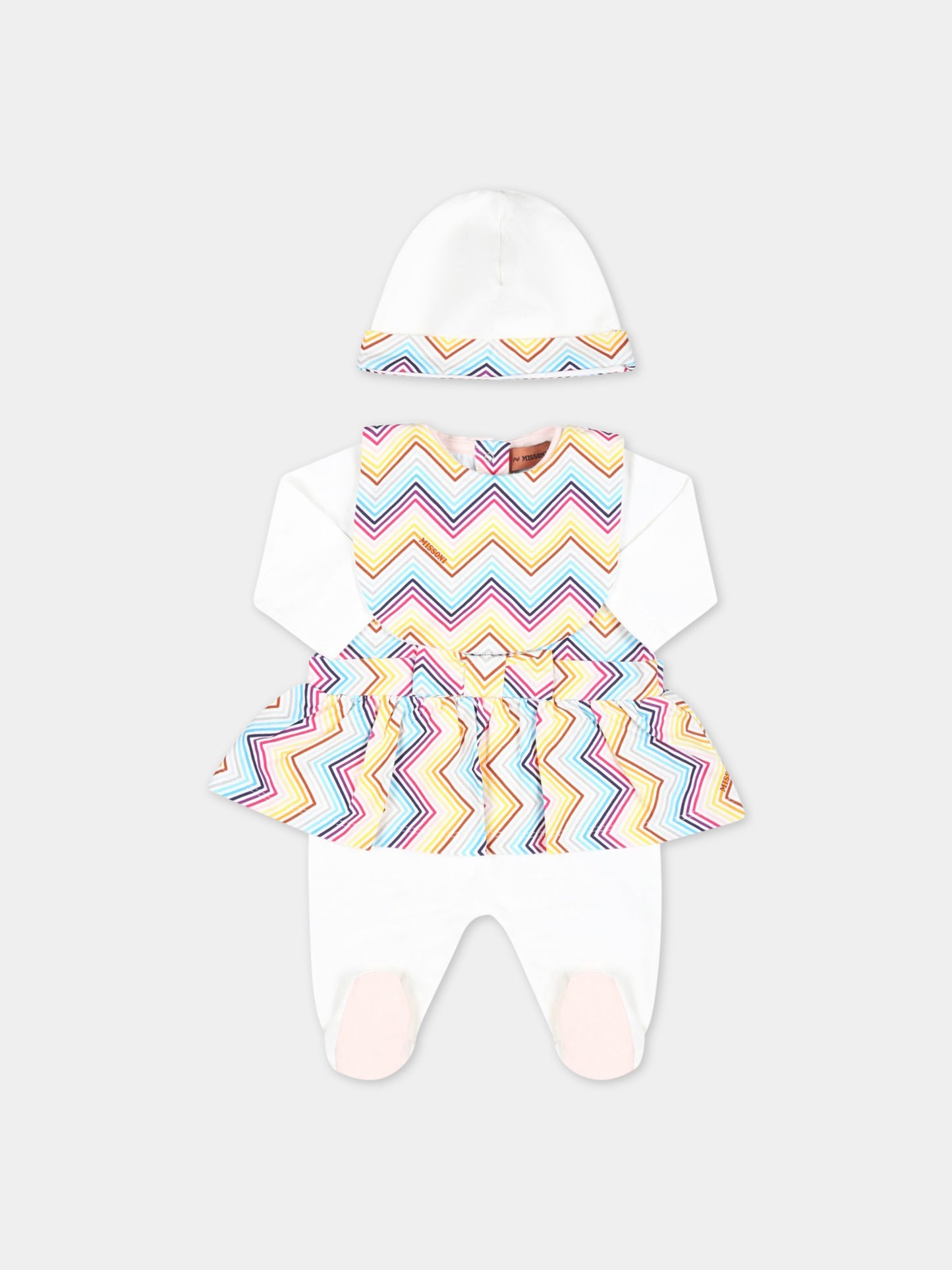 Set bianco per neonata con motivo a chevron,Missoni,MSA009 J0266 100MC