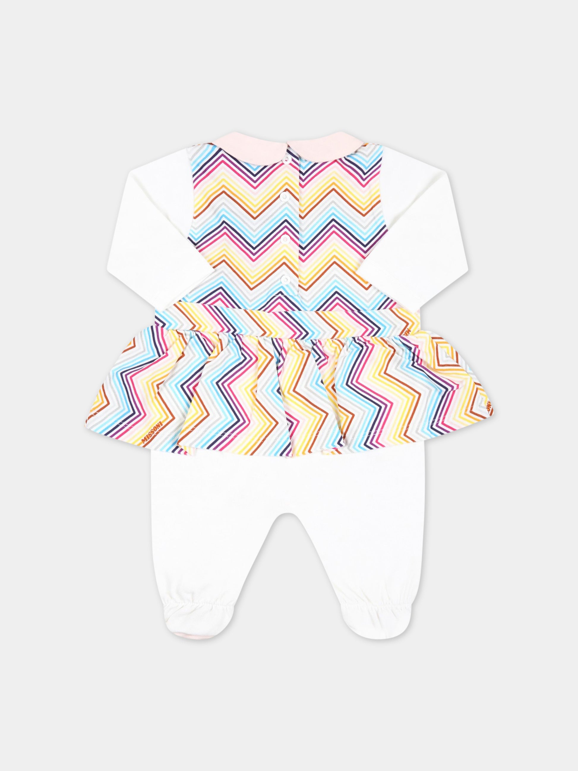 Set bianco per neonata con motivo a chevron,Missoni,MSA009 J0266 100MC