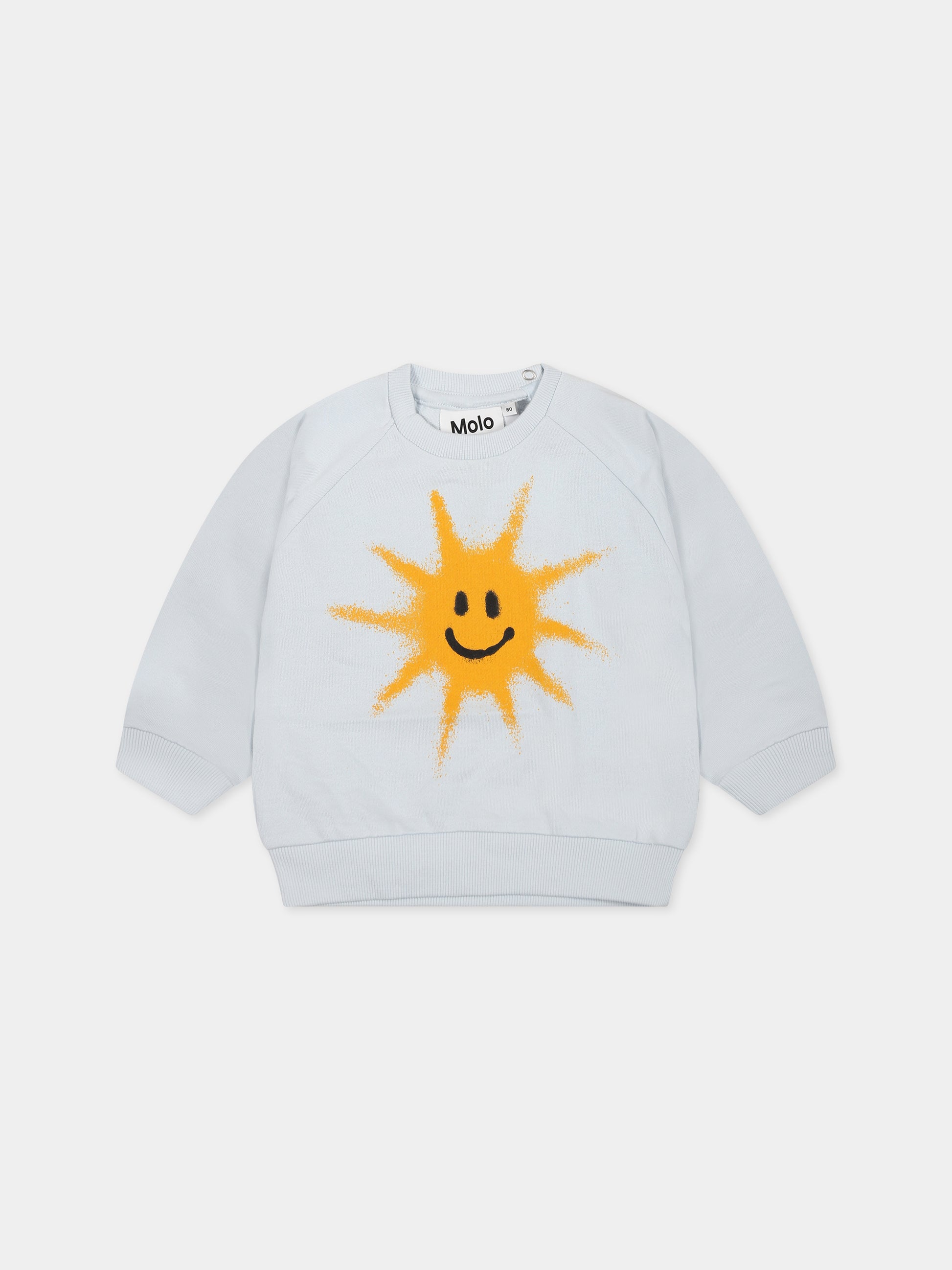 Felpa celeste per neonato con stampa sole,Molo,6S23J202 8068