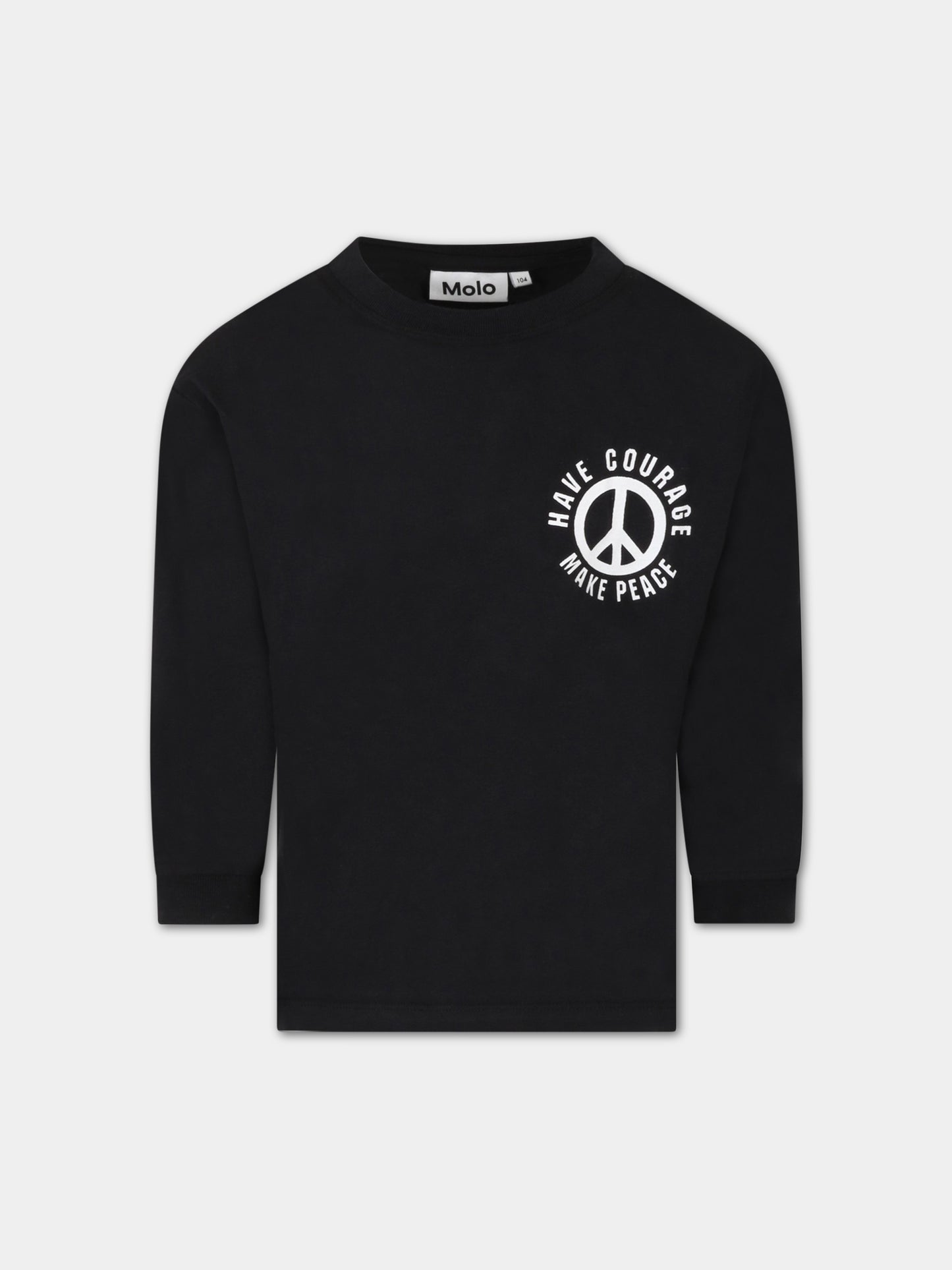 T-shirt nera per bambino con simbolo della pace,Molo,1S23A402 3951