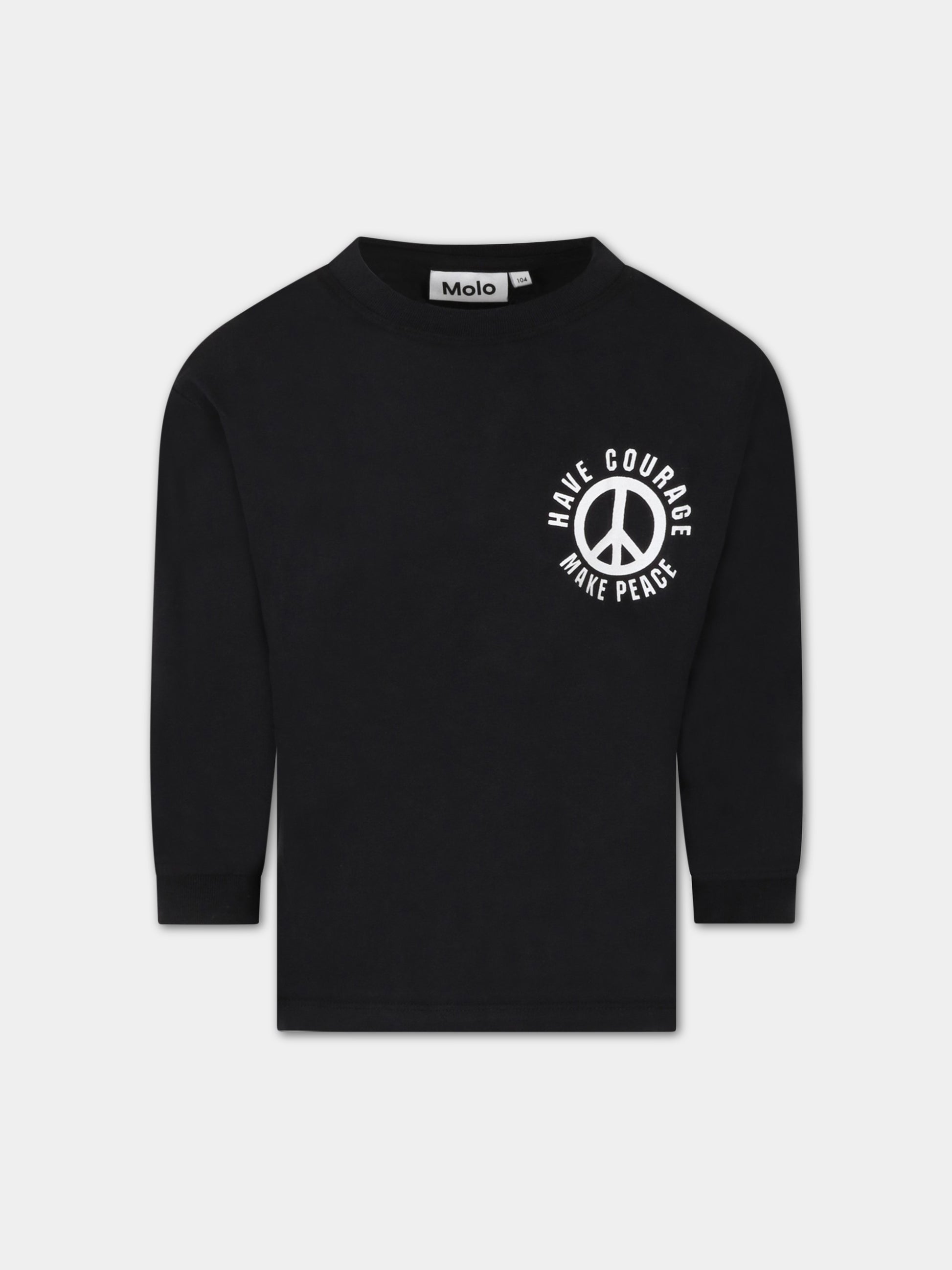 T-shirt nera per bambino con simbolo della pace,Molo,1S23A402 3951