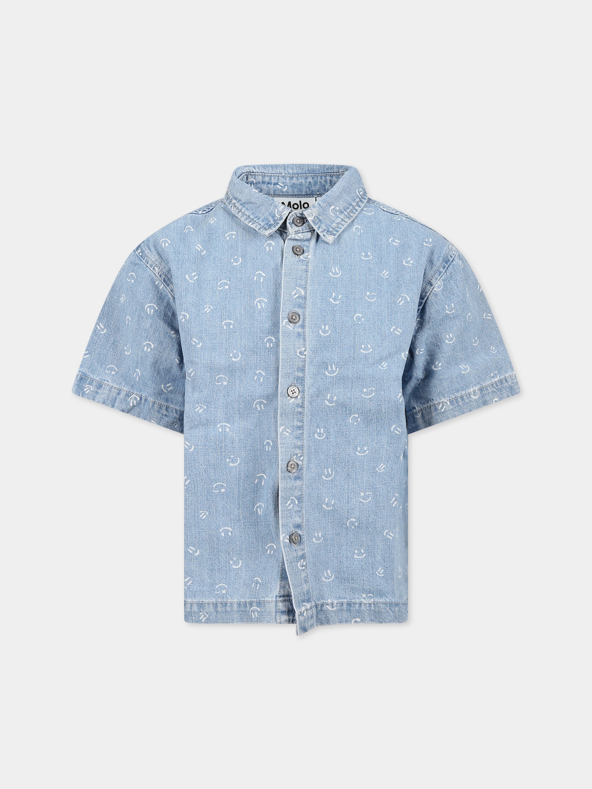 Camicia celeste per bambino con smile all-over,Molo,1S23C202 6723