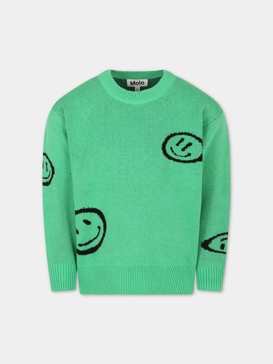 Maglione verde per bambini con smile,Molo,1S23K202 3227