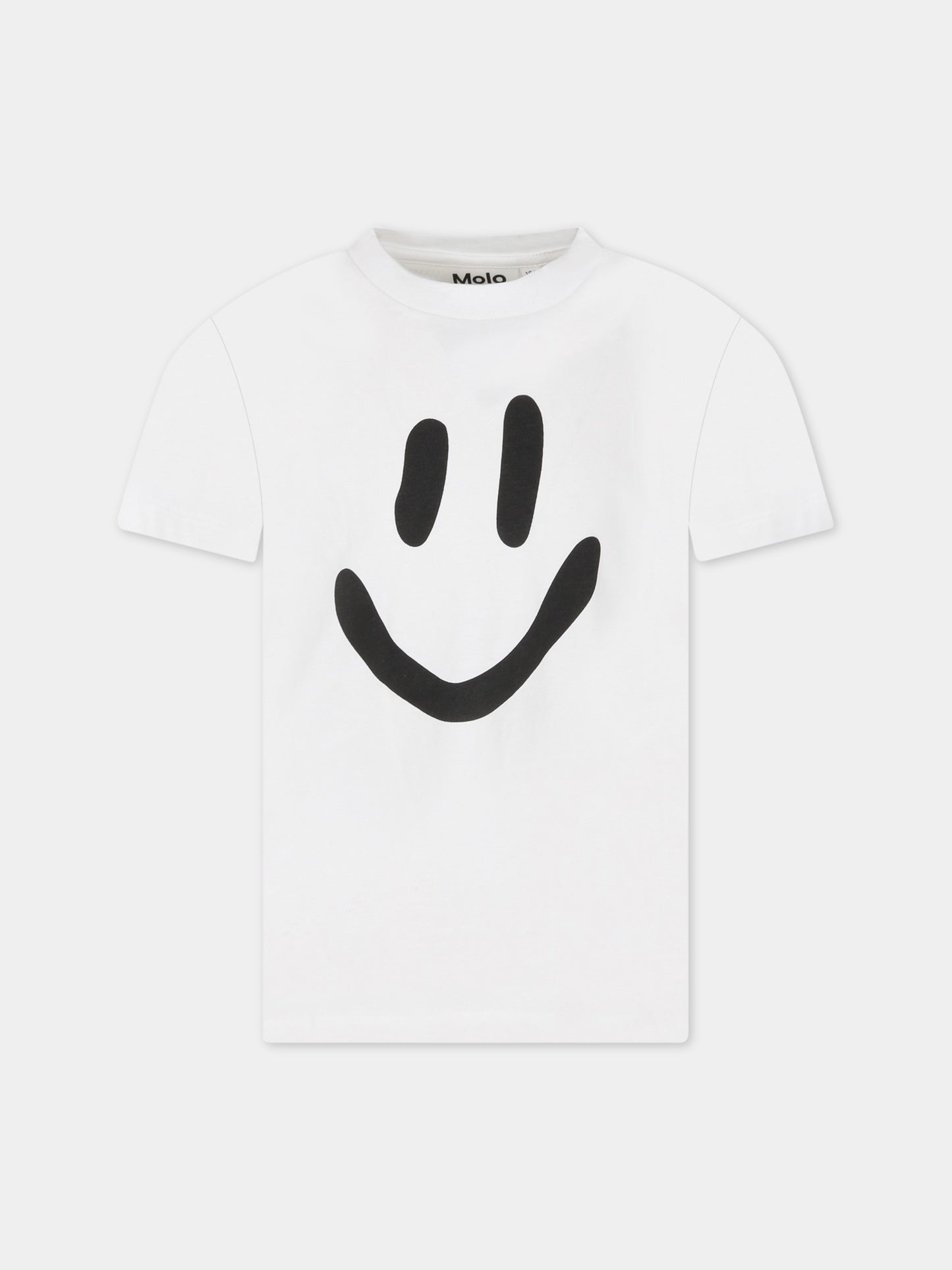 T-shirt bianca per bambini con smile nero,Molo,6S23A207 0000