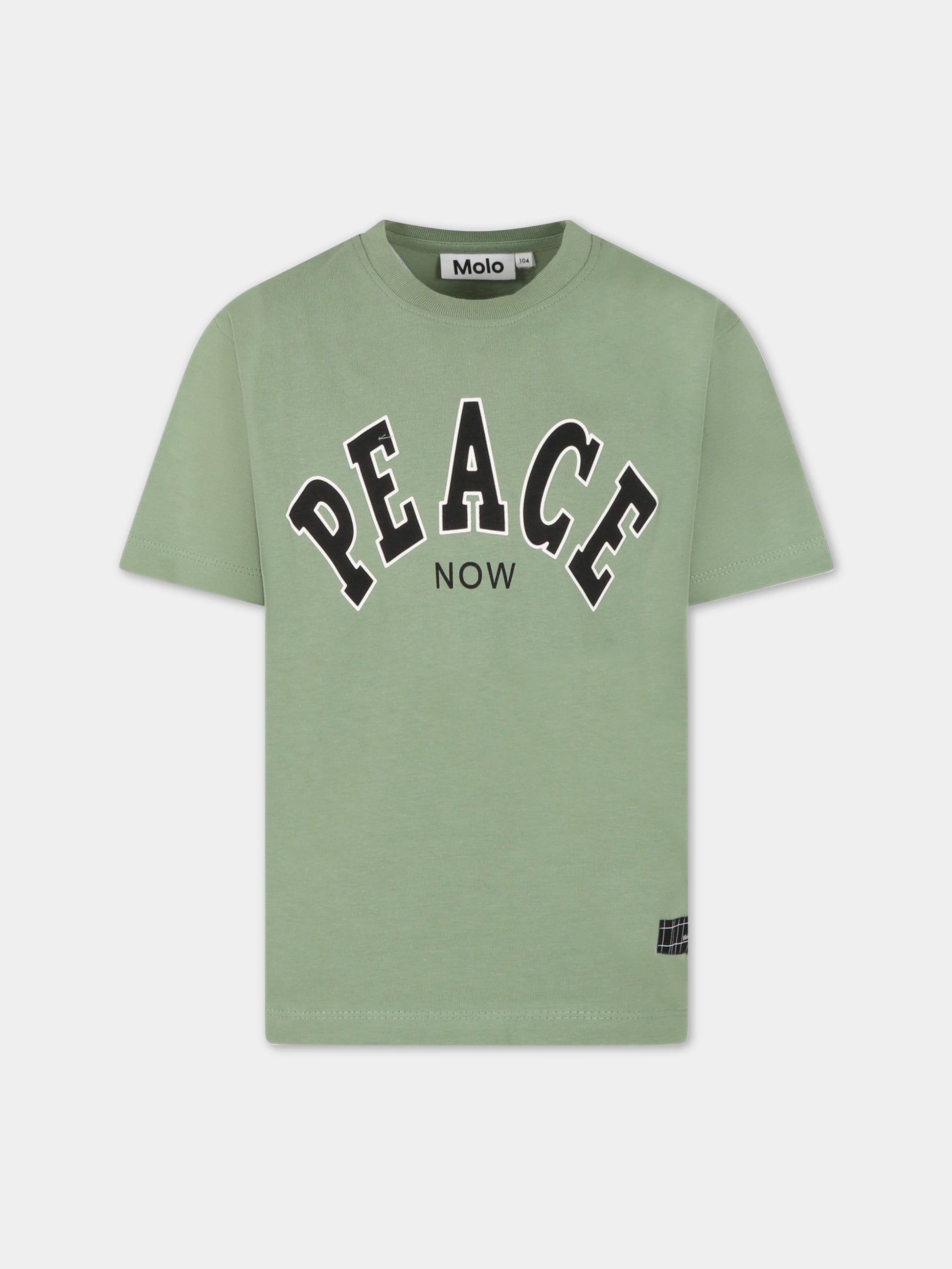 T-shirt verde per bambino con scritta Peace,Molo,6S23A216 8729