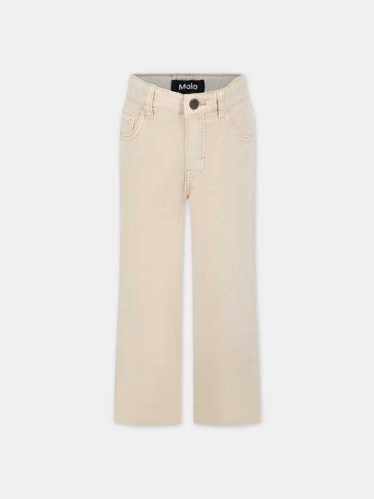 Jeans beige per bambino con logo,Molo,6S23I103 8697
