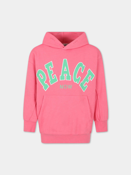Felpa rosa per bambina con scritta  Peace Now ,Molo,6S23J303 2705