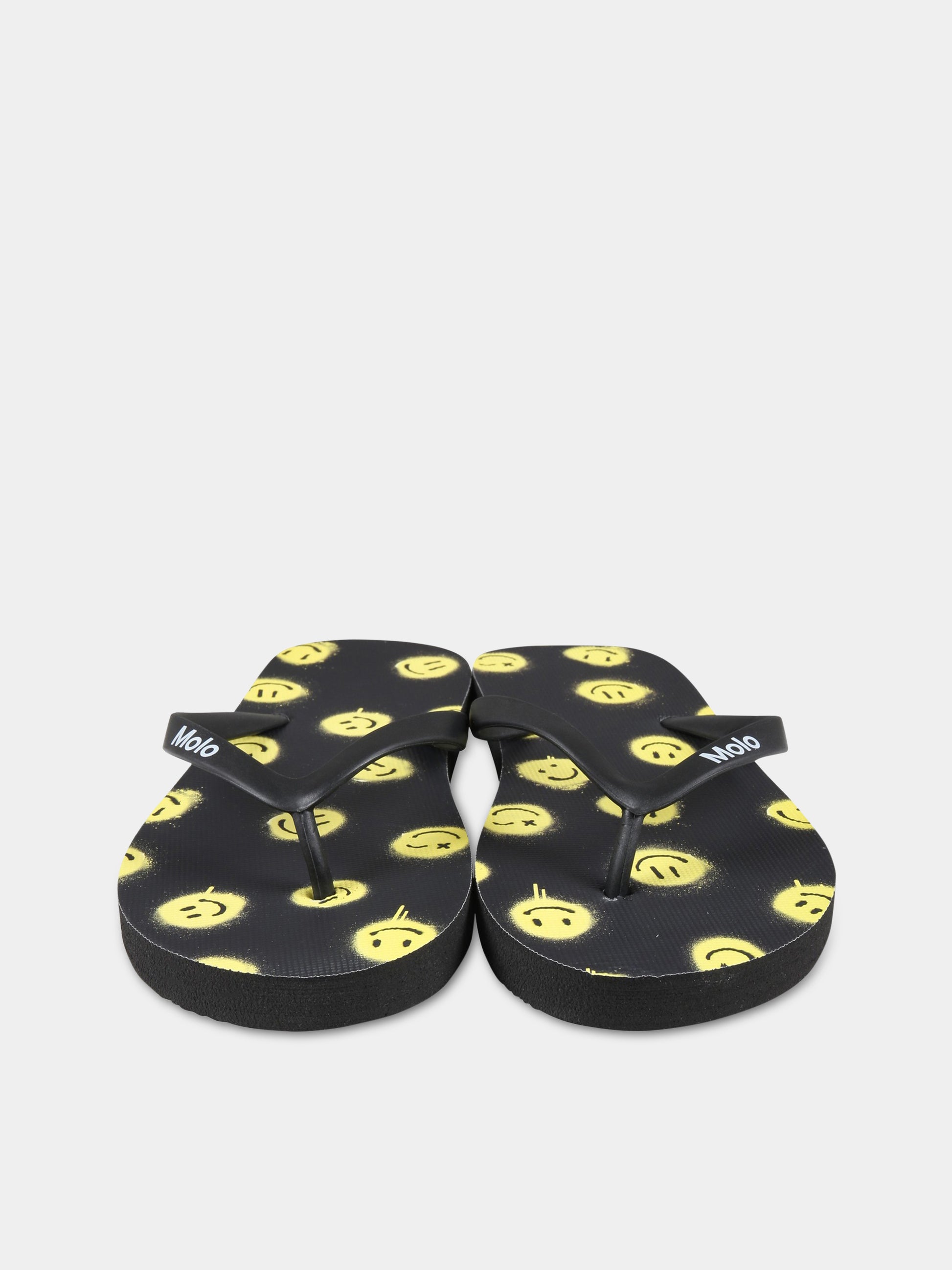 Infradito nere per bambino con smile e logo,Molo,7S23U201 6708