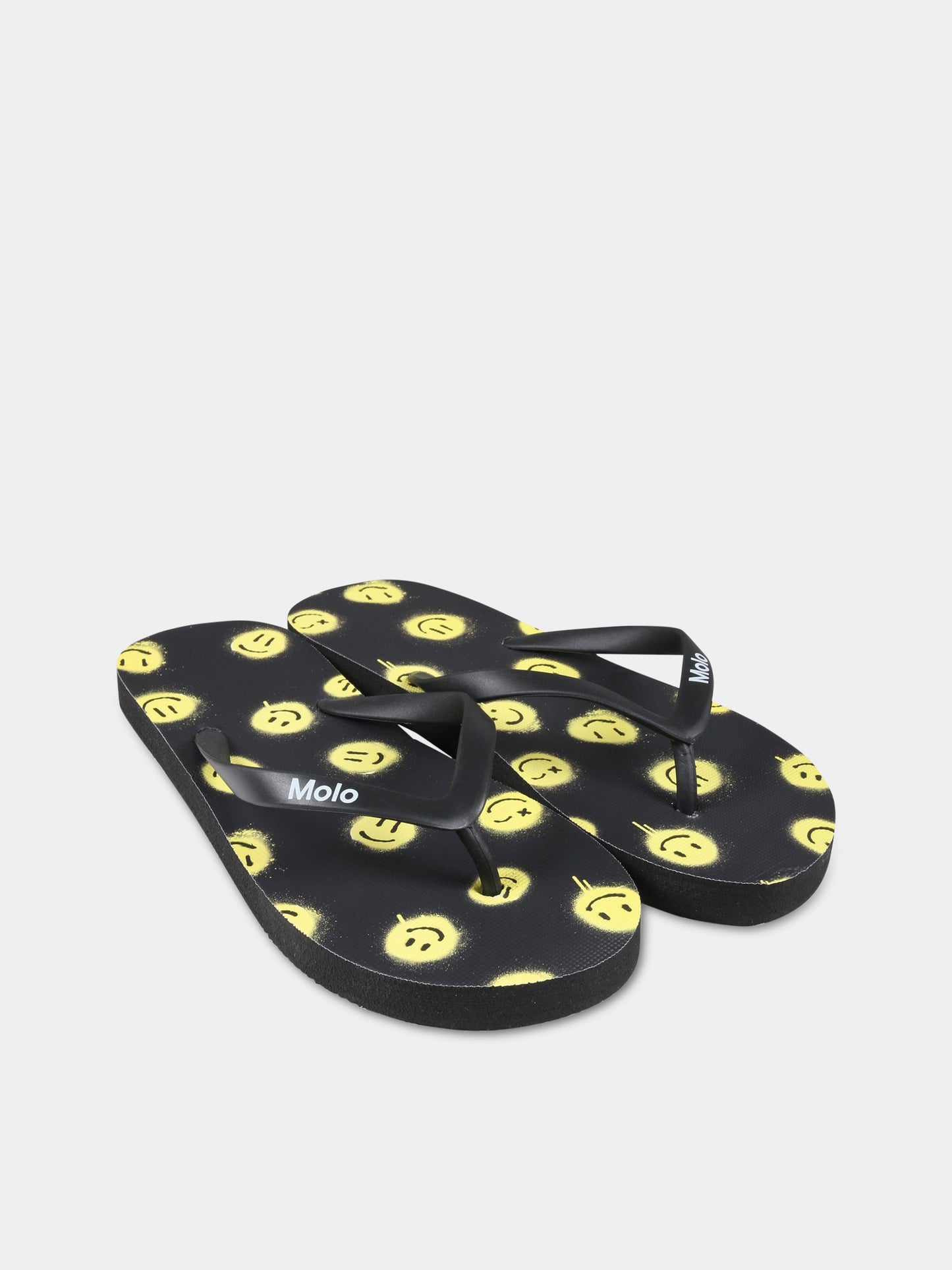 Infradito nere per bambino con smile e logo,Molo,7S23U201 6708