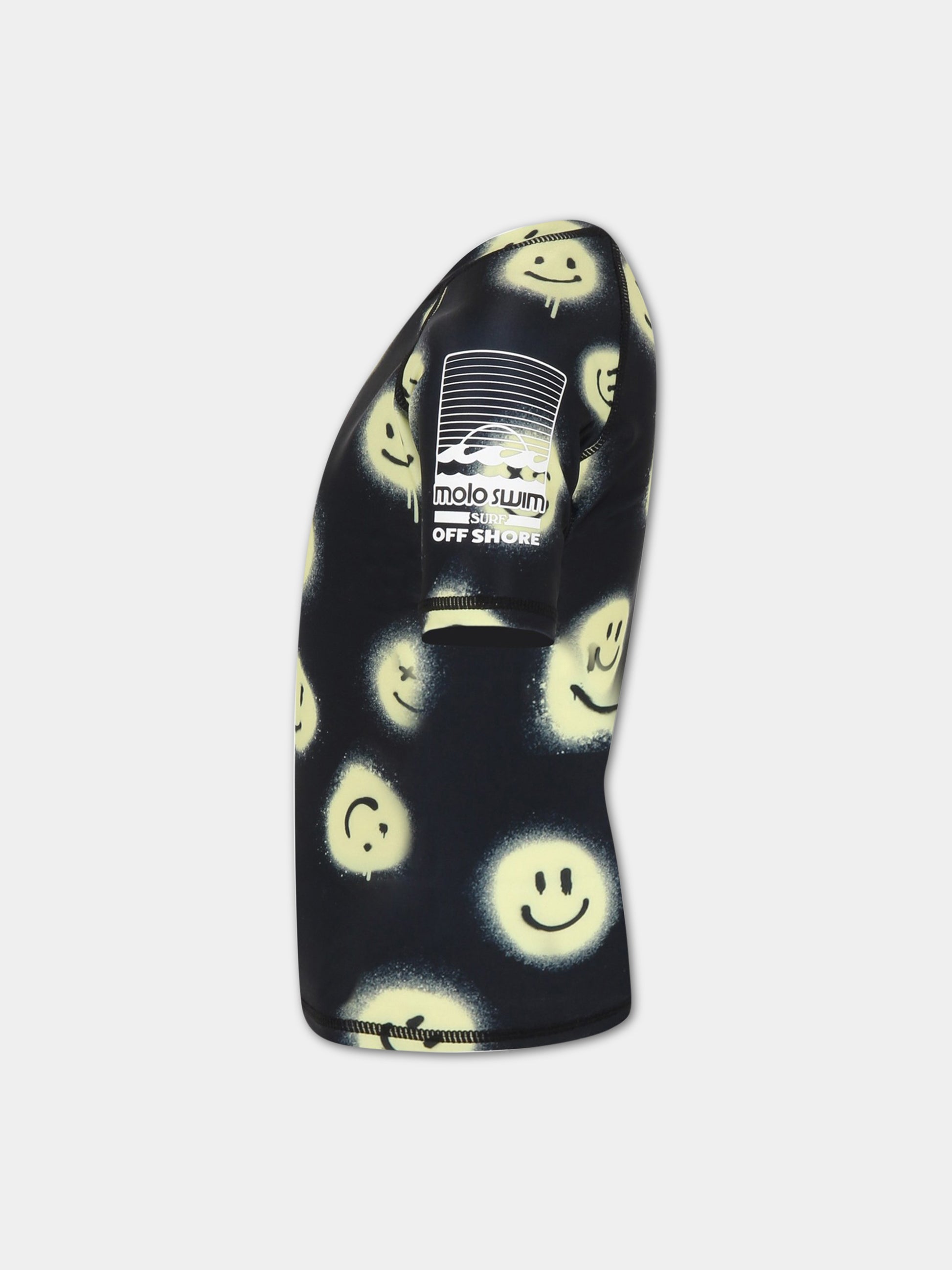 T-shirt nera per bambino con smiley e logo,Molo,8S23P203 6708