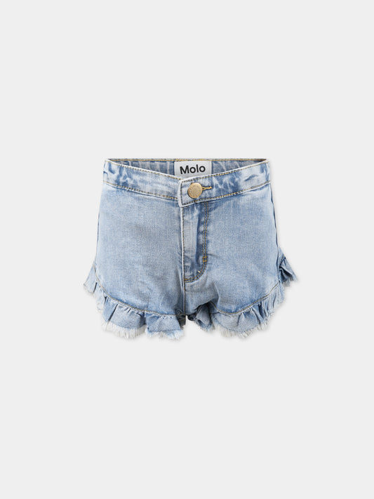 Shorts celeste per bambina,Molo,2S23H114 8752